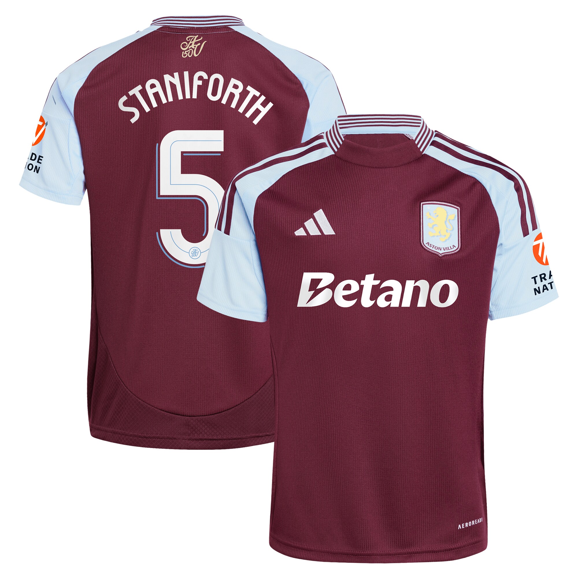AVFC aston villa adidas home shirt 2024-25 with staniforth 5 cup printing Collection | Official Aston Villa Kits and Apparel