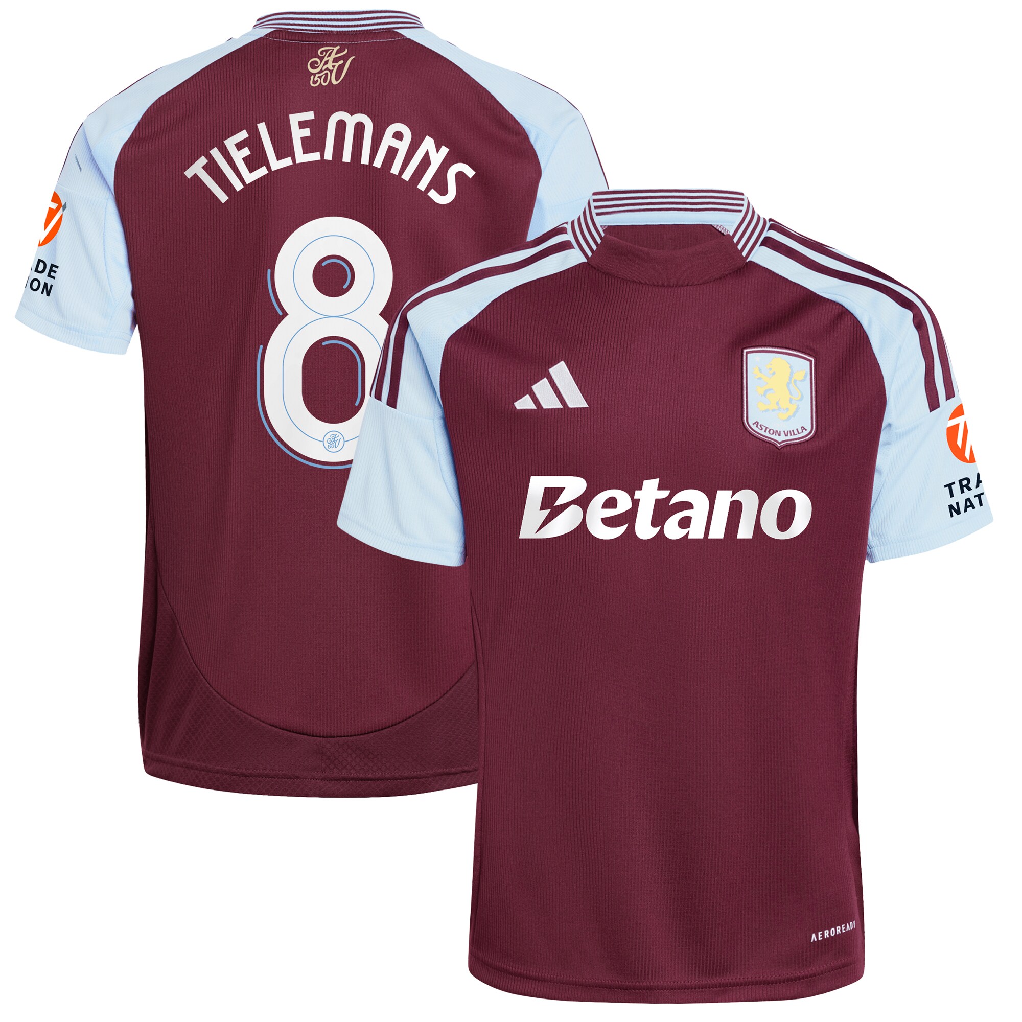 AVFC aston villa adidas home shirt 2024-25 with tielemans 8 cup printing Collection | Official Aston Villa Kits and Apparel