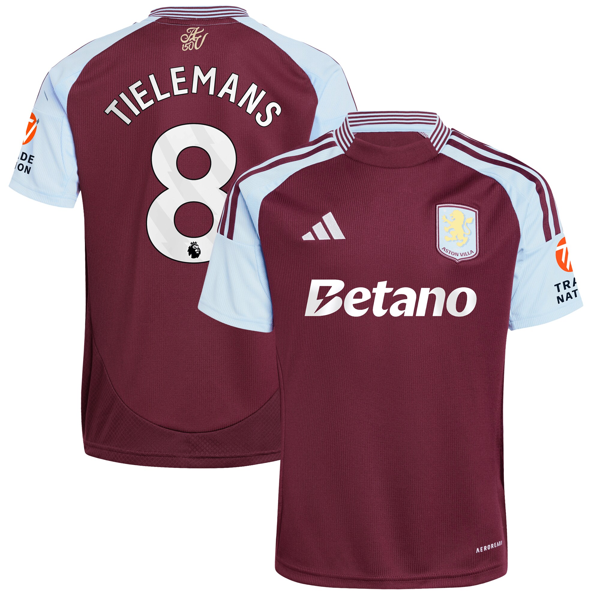 AVFC aston villa adidas home shirt 2024-25 with tielemans 8 printing Collection | Official Aston Villa Kits and Apparel