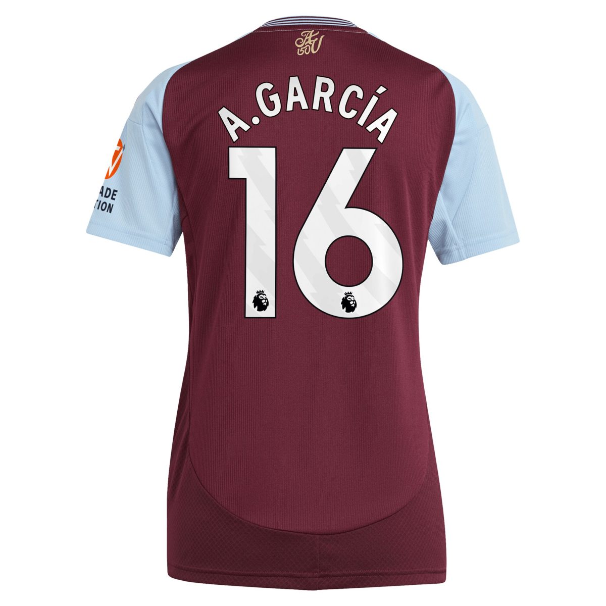AVFC aston villa adidas home shirt 2024-25 – womens with a.garcía 16 printing Collection | Official Aston Villa Kits and Apparel