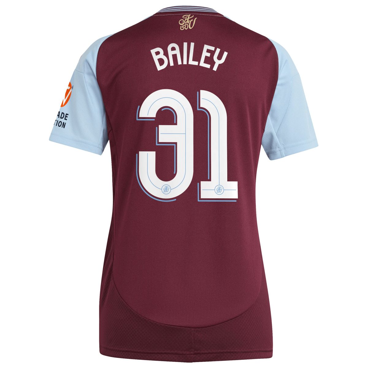 AVFC aston villa adidas home shirt 2024-25 – womens with bailey 31 cup printing Collection | Official Aston Villa Kits and Apparel