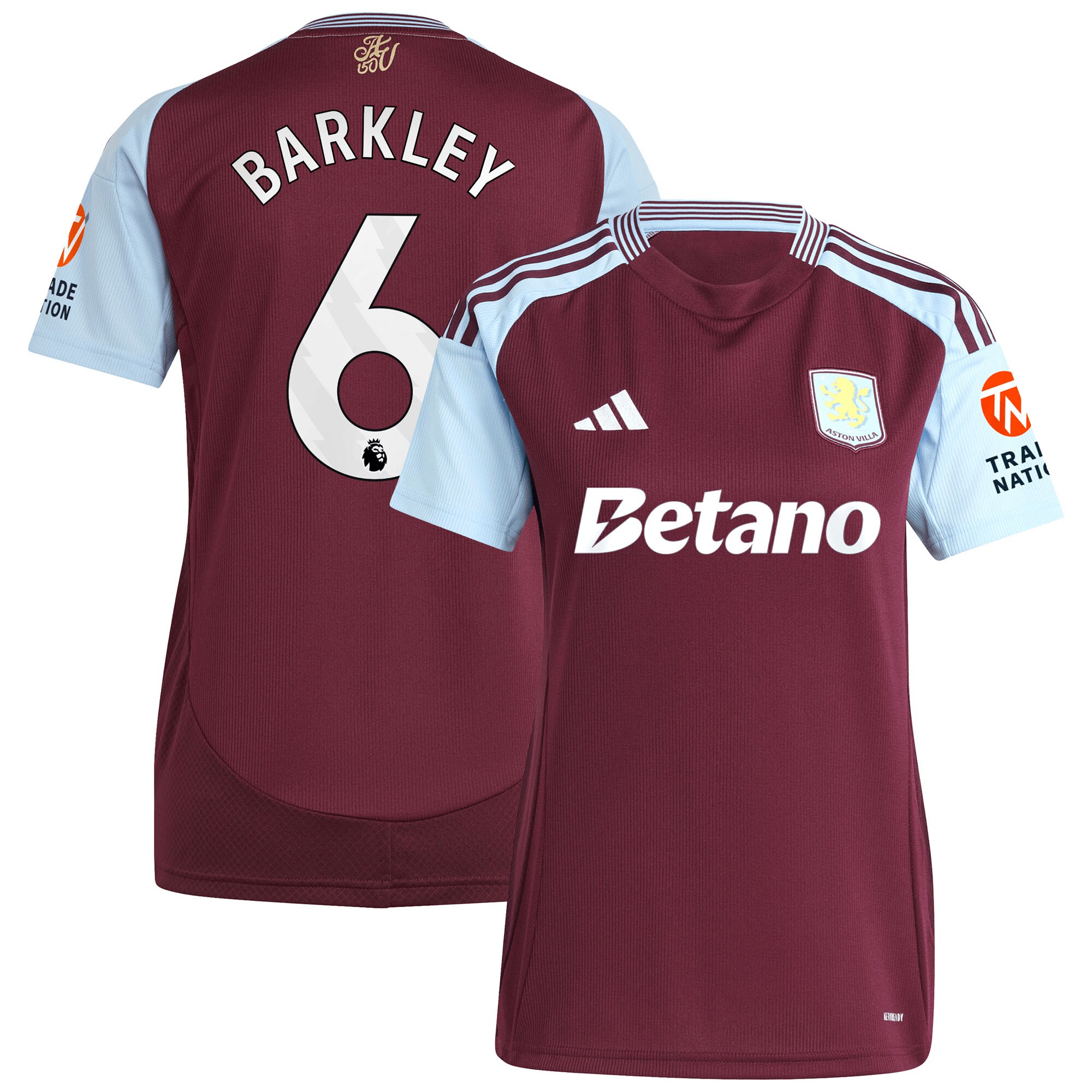 AVFC aston villa adidas home shirt 2024-25 – womens with barkley 6 printing Collection | Official Aston Villa Kits and Apparel