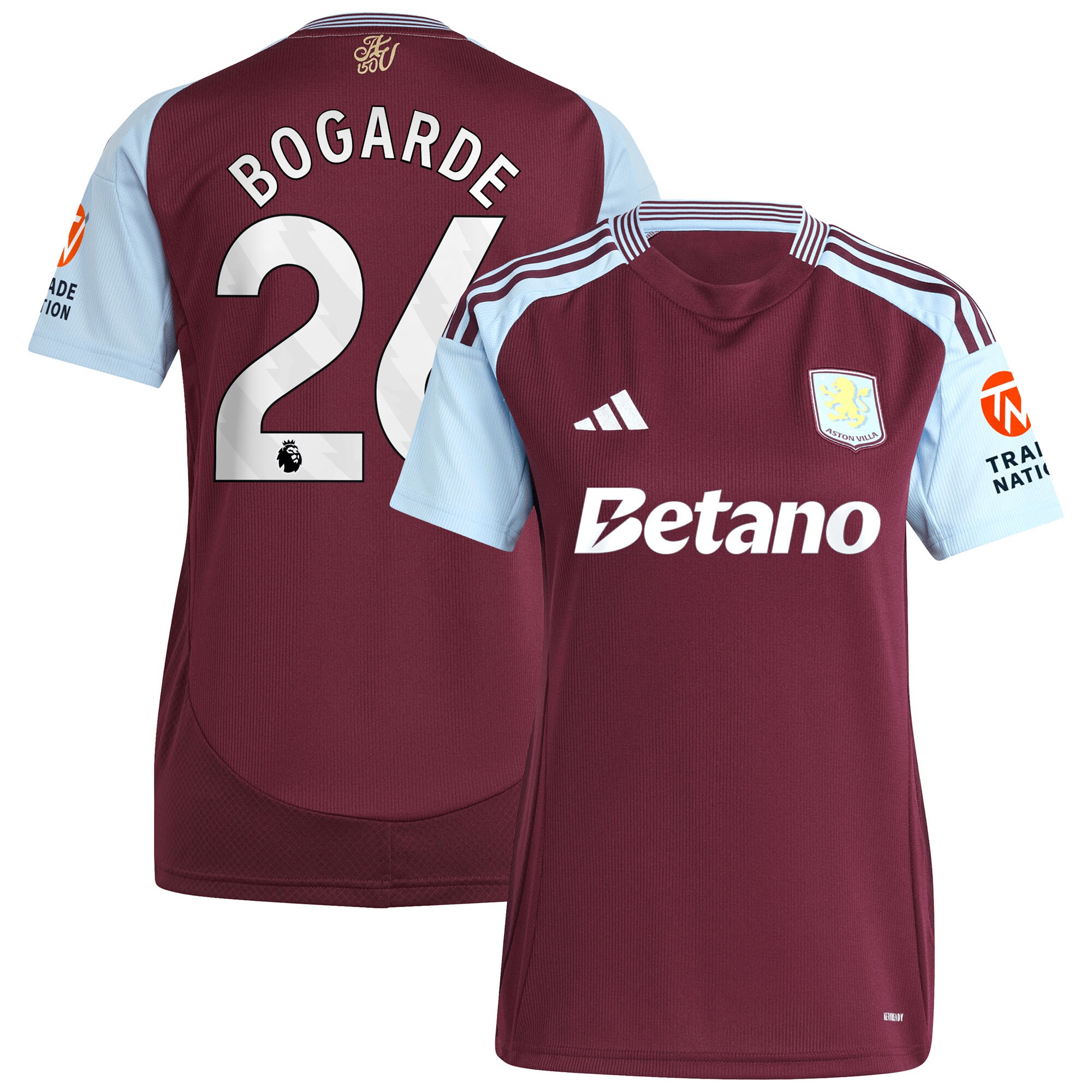 AVFC aston villa adidas home shirt 2024-25 – womens with bogarde 26 printing Collection | Official Aston Villa Kits and Apparel