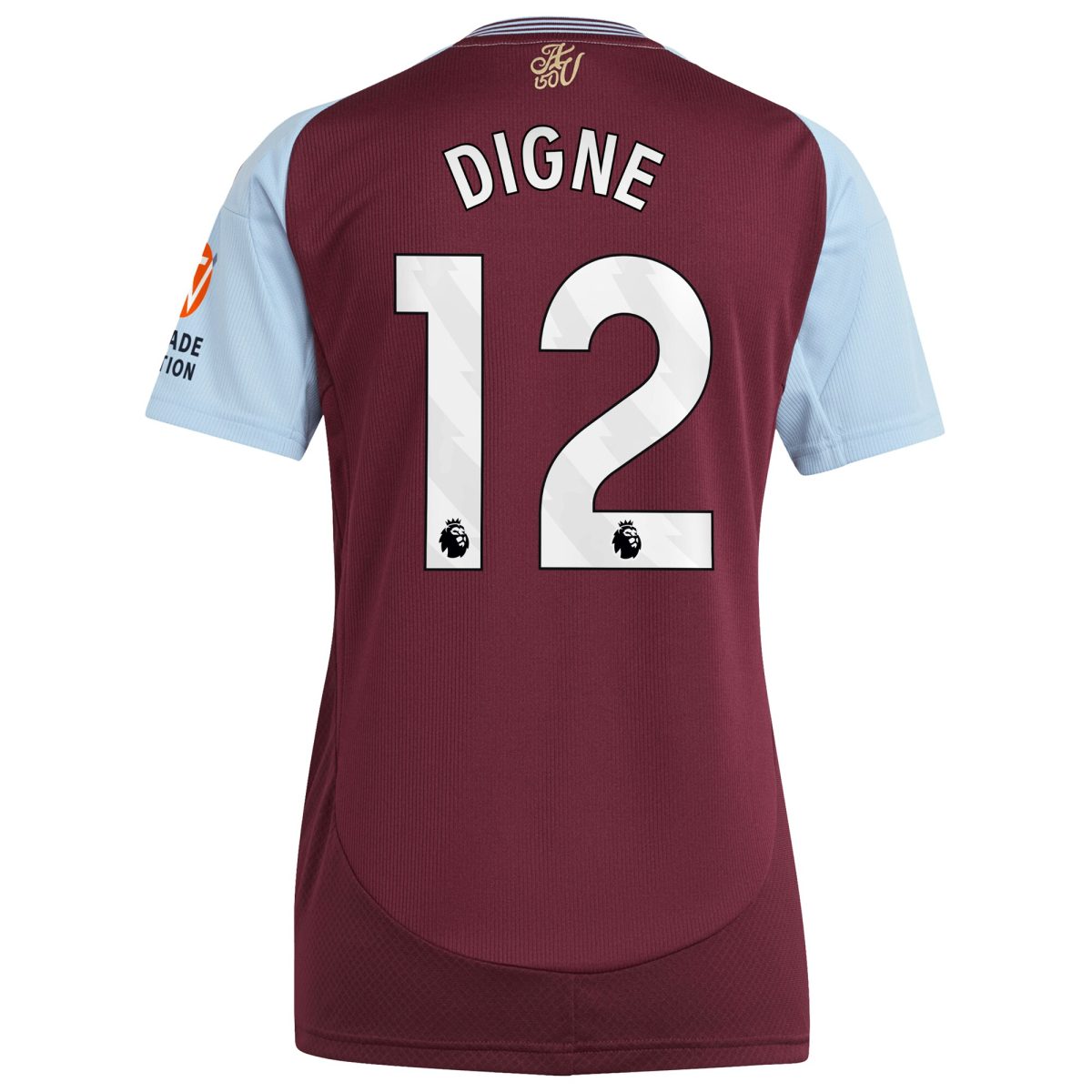 AVFC aston villa adidas home shirt 2024-25 – womens with digne 12 printing Collection | Official Aston Villa Kits and Apparel