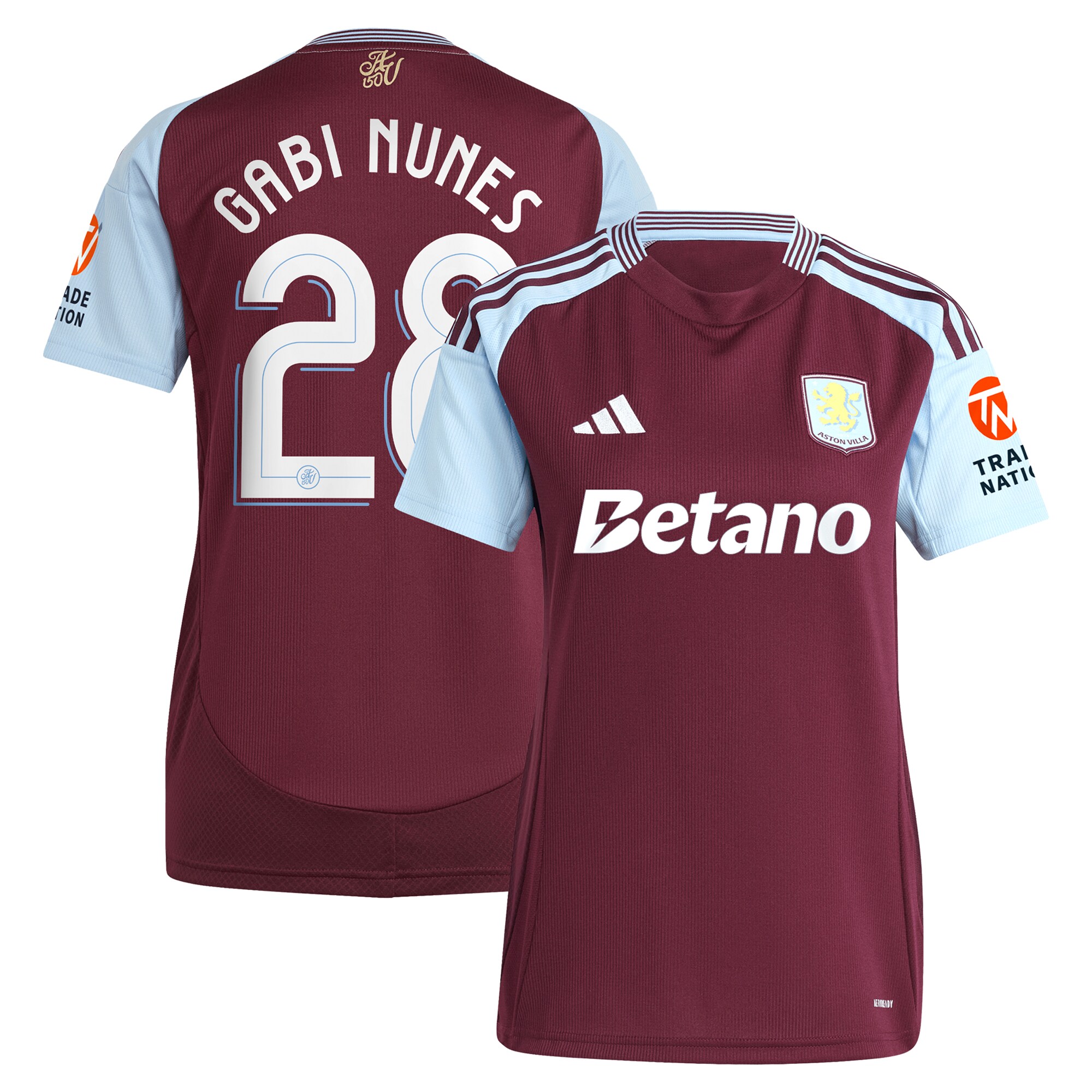 AVFC aston villa adidas home shirt 2024-25 – womens with gabi nunes 28 cup printing Collection | Official Aston Villa Kits and Apparel