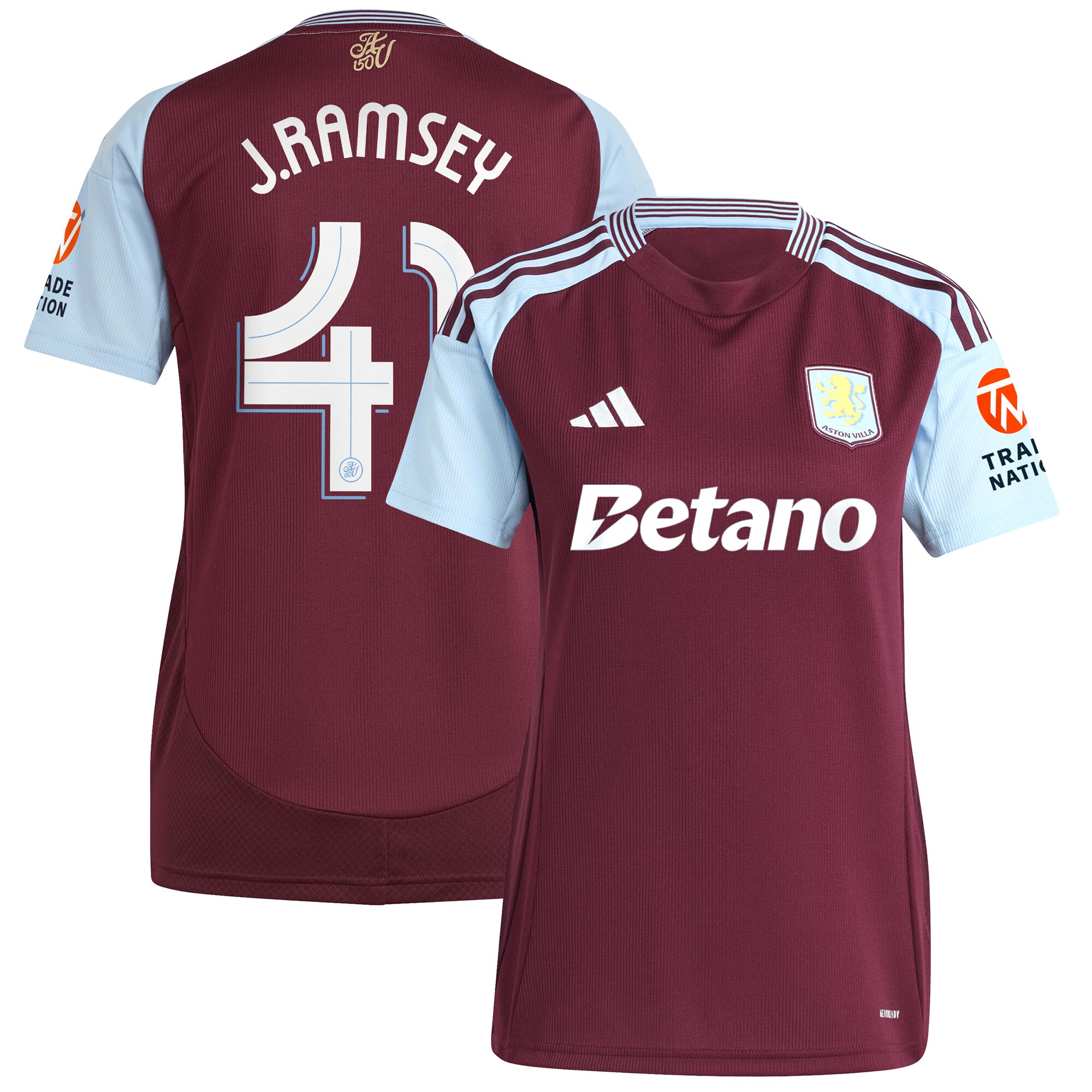 AVFC aston villa adidas home shirt 2024-25 – womens with j. ramsey 41 cup printing Collection | Official Aston Villa Kits and Apparel