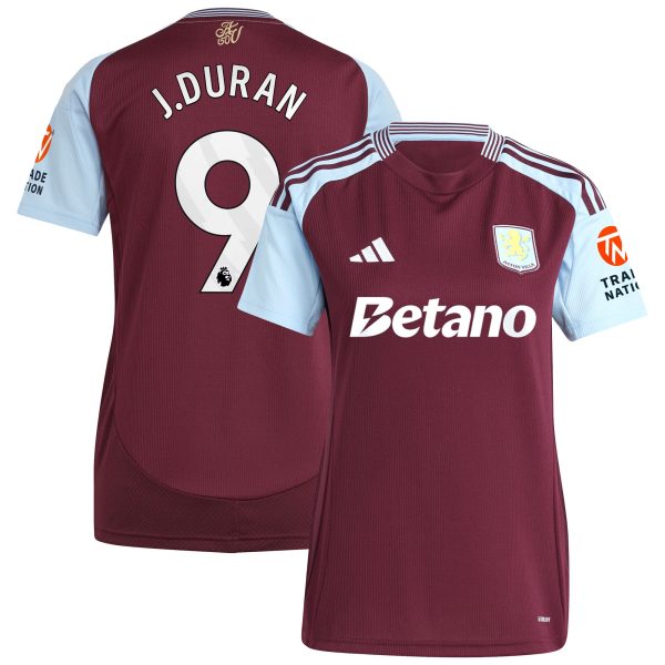 AVFC aston villa adidas home shirt 2024-25 – womens with j.duran 9 printing Collection | Official Aston Villa Kits and Apparel