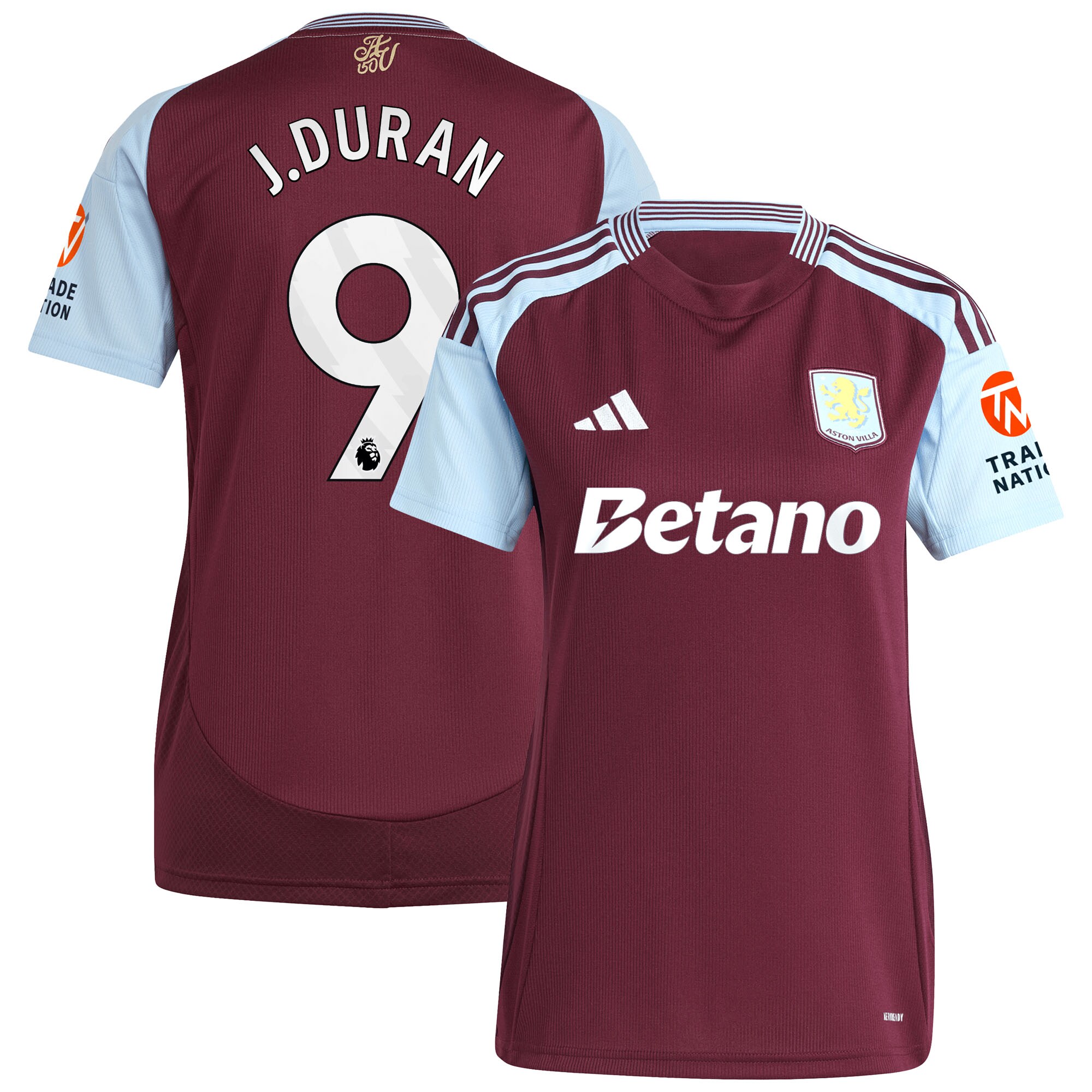 AVFC aston villa adidas home shirt 2024-25 – womens with j.duran 9 printing Collection | Official Aston Villa Kits and Apparel