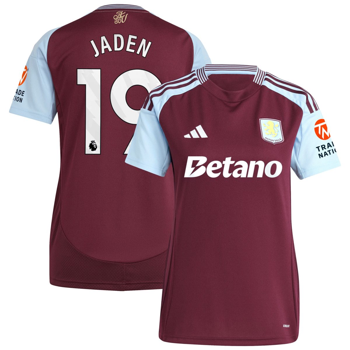 AVFC aston villa adidas home shirt 2024-25 – womens with jaden 19 printing Collection | Official Aston Villa Kits and Apparel