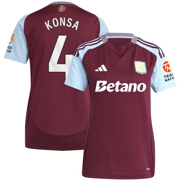 AVFC aston villa adidas home shirt 2024-25 – womens with konsa 4 printing Collection | Official Aston Villa Kits and Apparel