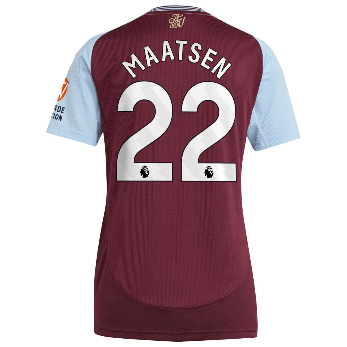 AVFC aston villa adidas home shirt 2024-25 – womens with maatsen 22 printing Collection | Official Aston Villa Kits and Apparel