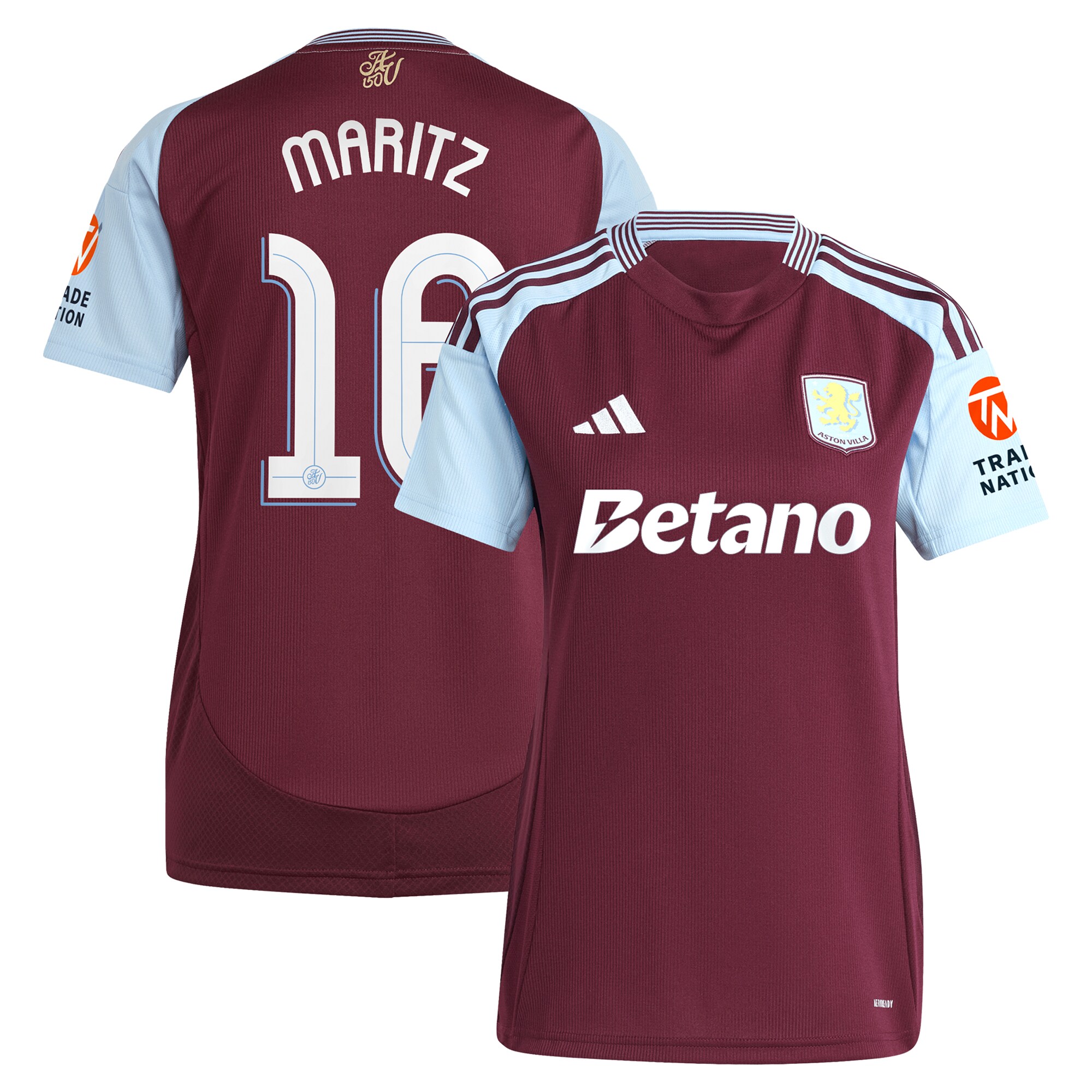 AVFC aston villa adidas home shirt 2024-25 – womens with maritz 16 cup printing Collection | Official Aston Villa Kits and Apparel