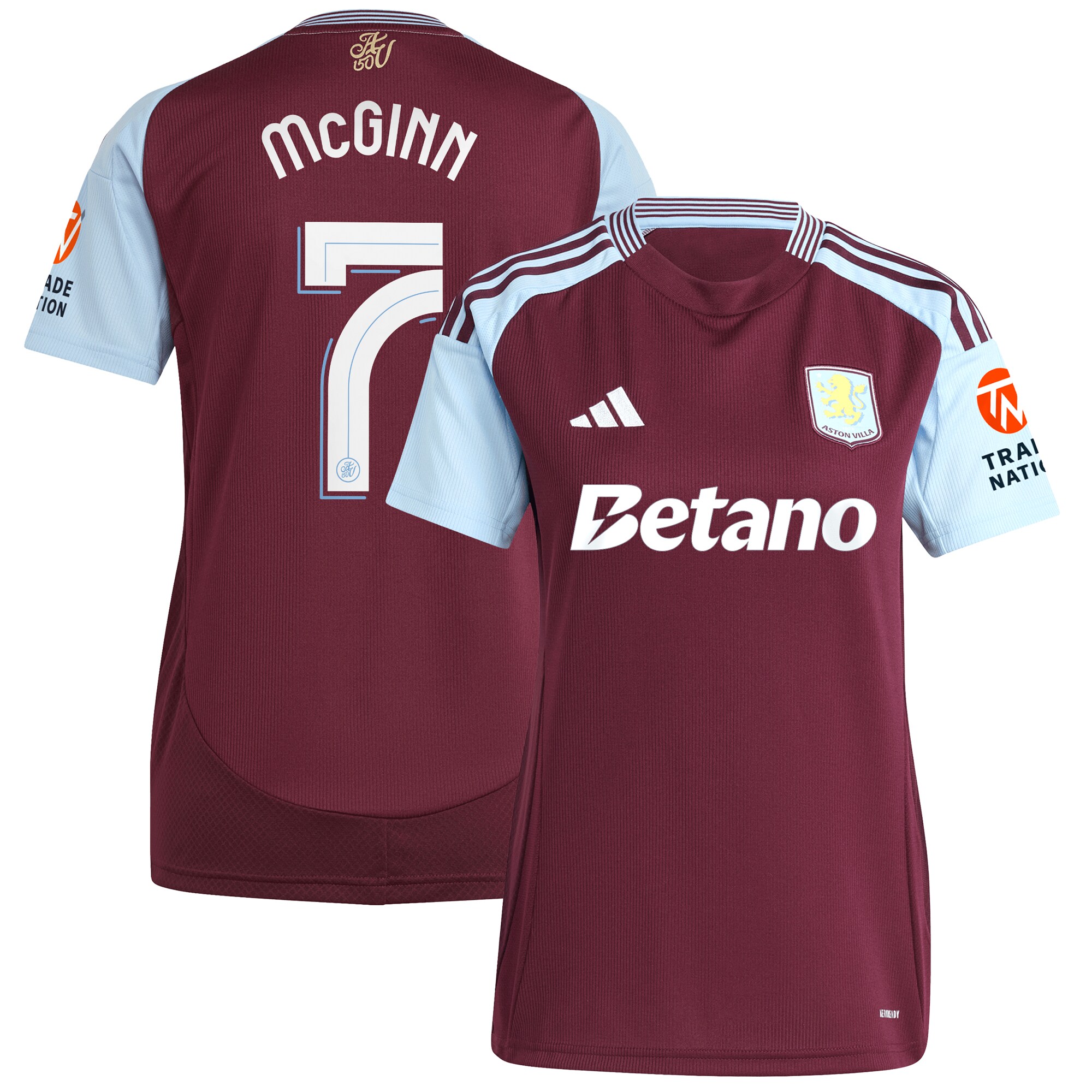 AVFC aston villa adidas home shirt 2024-25 – womens with mcginn 7 cup printing Collection | Official Aston Villa Kits and Apparel
