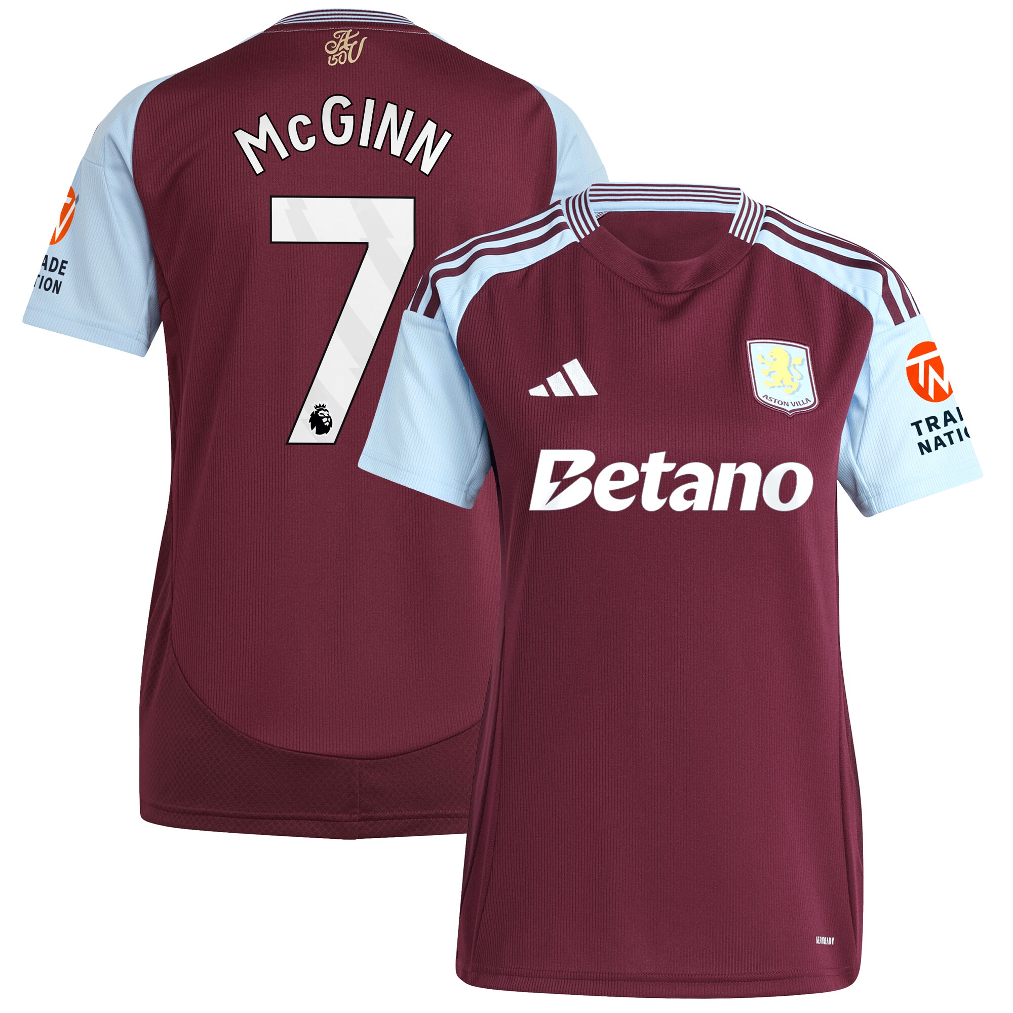 AVFC aston villa adidas home shirt 2024-25 – womens with mcginn 7 printing Collection | Official Aston Villa Kits and Apparel