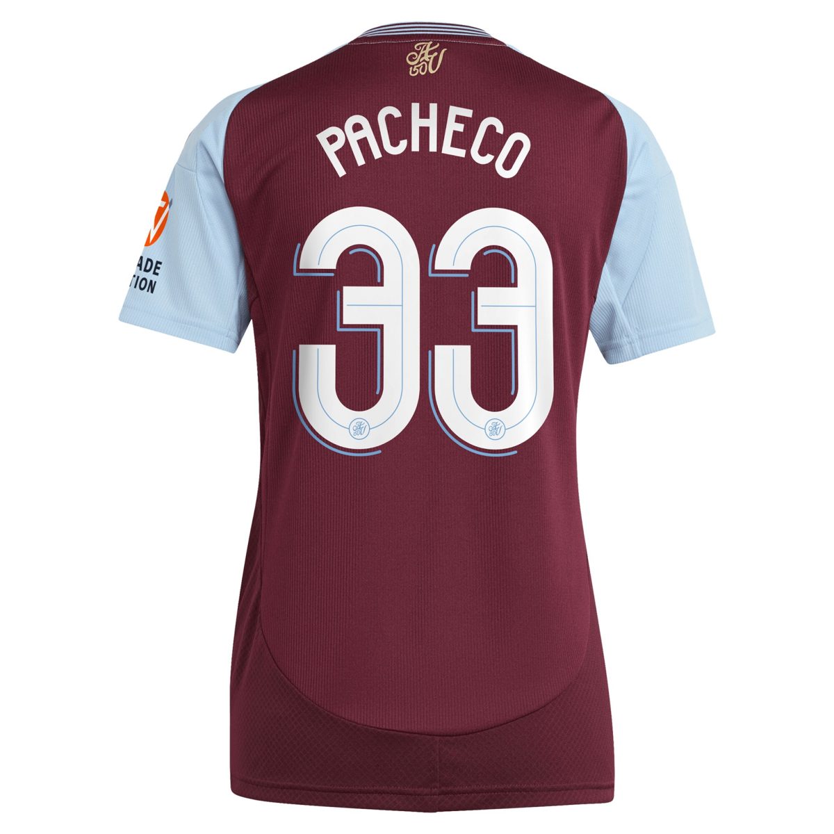 AVFC aston villa adidas home shirt 2024-25 – womens with pacheco 33 cup printing Collection | Official Aston Villa Kits and Apparel