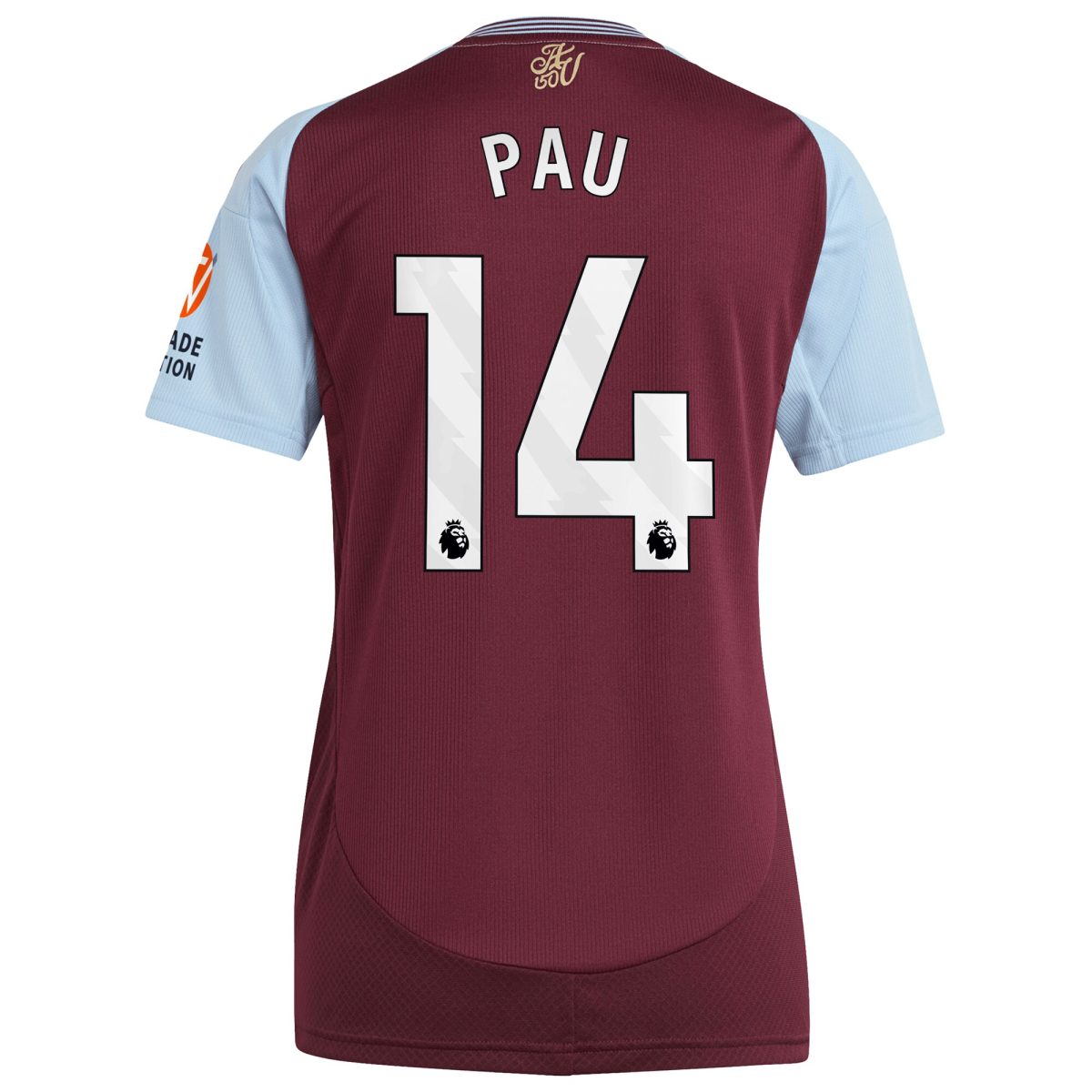 AVFC aston villa adidas home shirt 2024-25 – womens with pau 14 printing Collection | Official Aston Villa Kits and Apparel