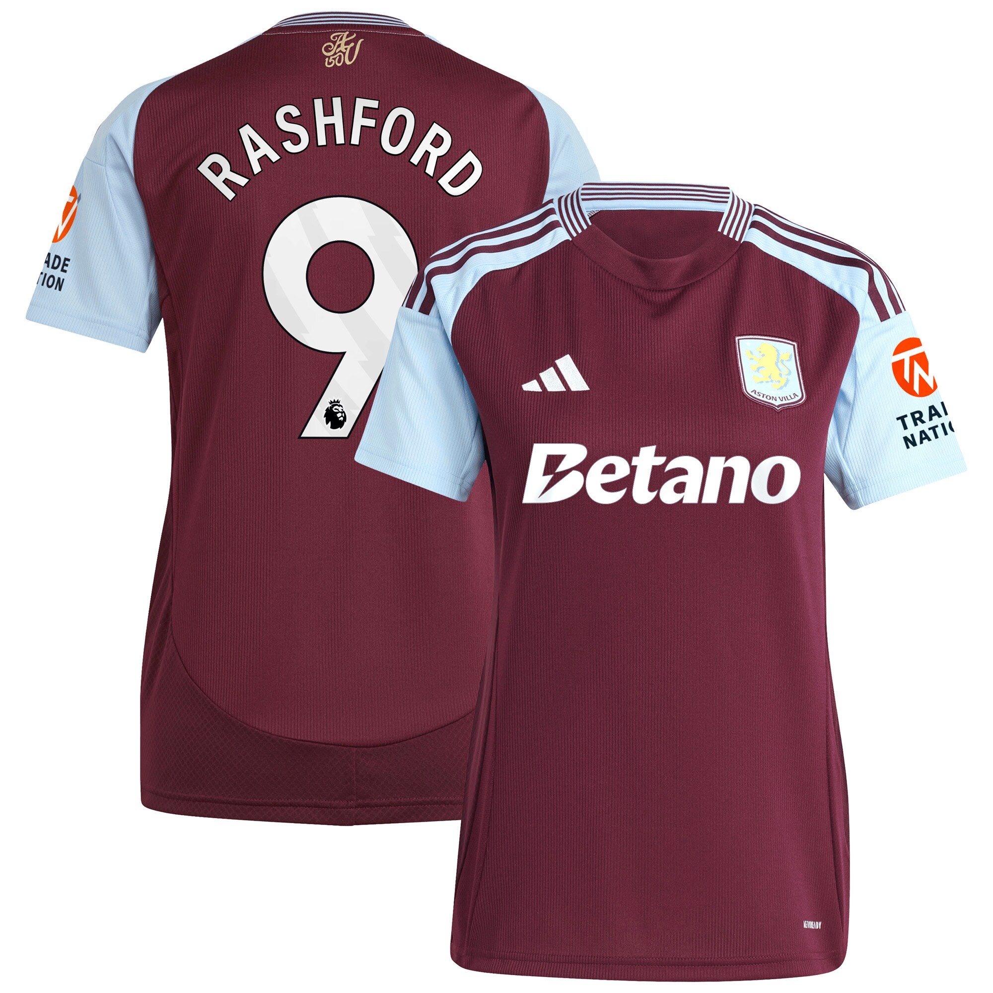 AVFC aston villa adidas home shirt 2024-25 – womens with rashford 9 printing Collection | Official Aston Villa Kits and Apparel