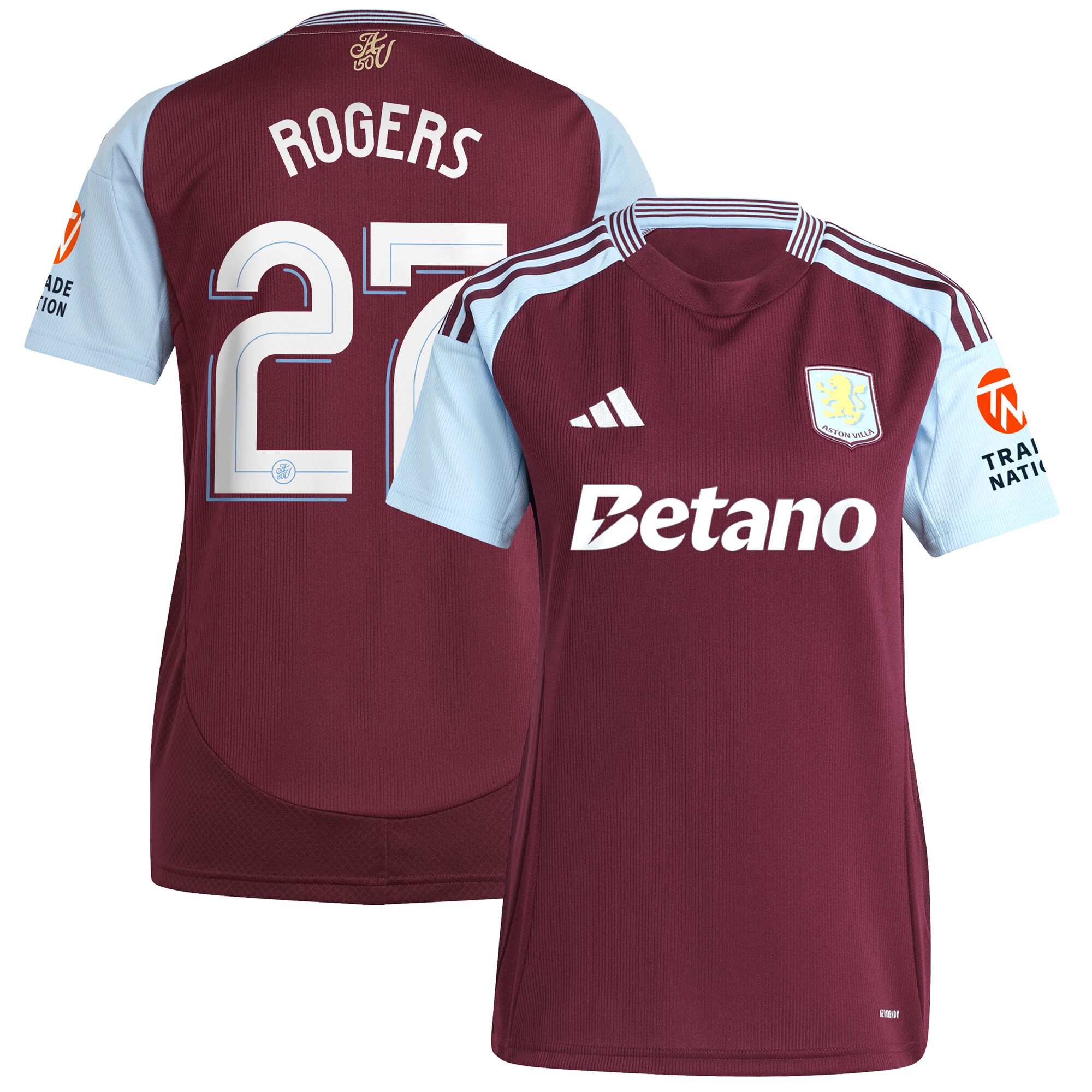 AVFC aston villa adidas home shirt 2024-25 – womens with rogers 27 cup printing Collection | Official Aston Villa Kits and Apparel