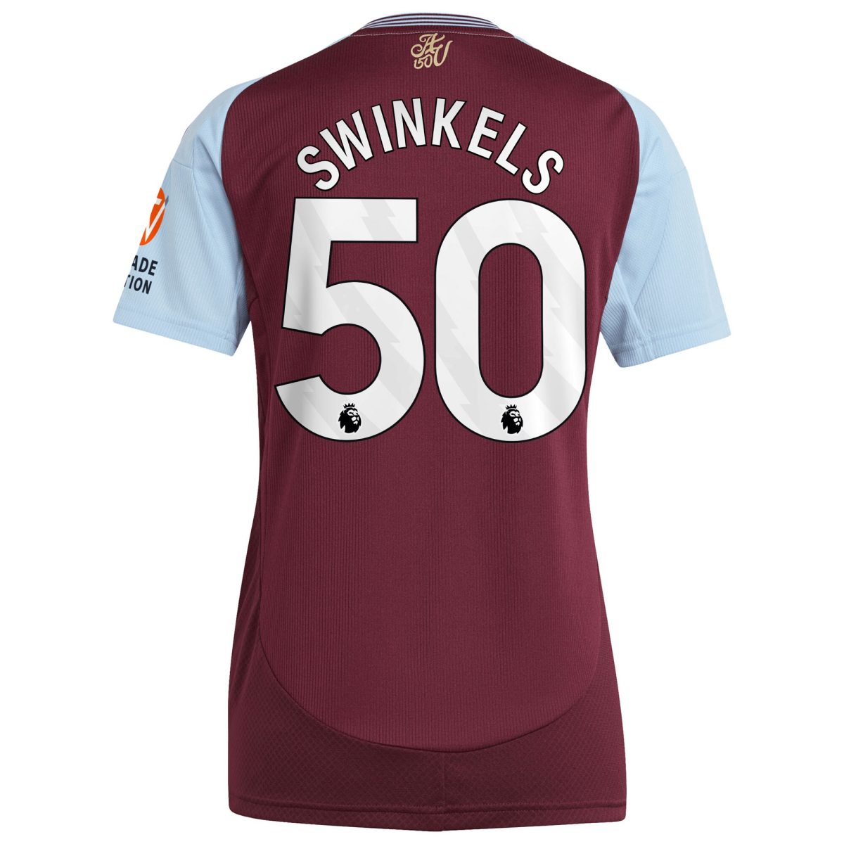 AVFC aston villa adidas home shirt 2024-25 – womens with swinkels 50 printing Collection | Official Aston Villa Kits and Apparel