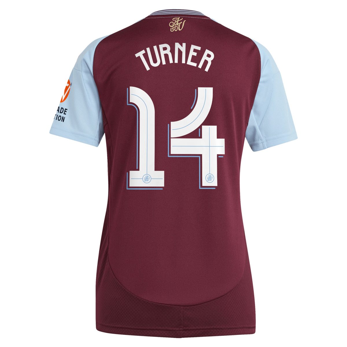 AVFC aston villa adidas home shirt 2024-25 – womens with turner 14 cup printing Collection | Official Aston Villa Kits and Apparel