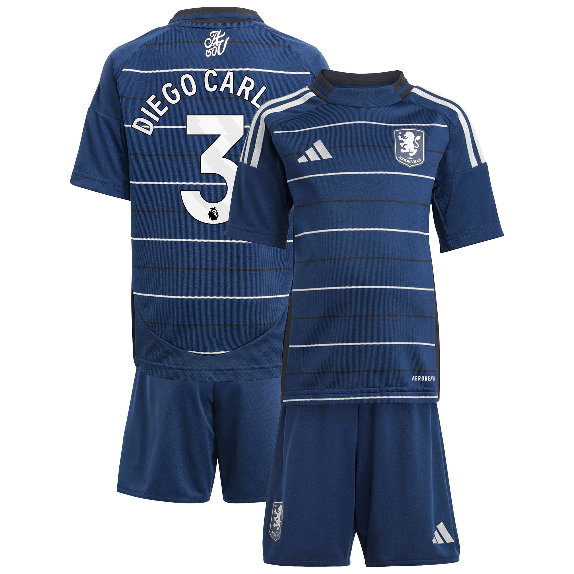 AVFC aston villa adidas third minikit 2024-25 with diego carlos 3 printing Collection | Official Aston Villa Kits and Apparel