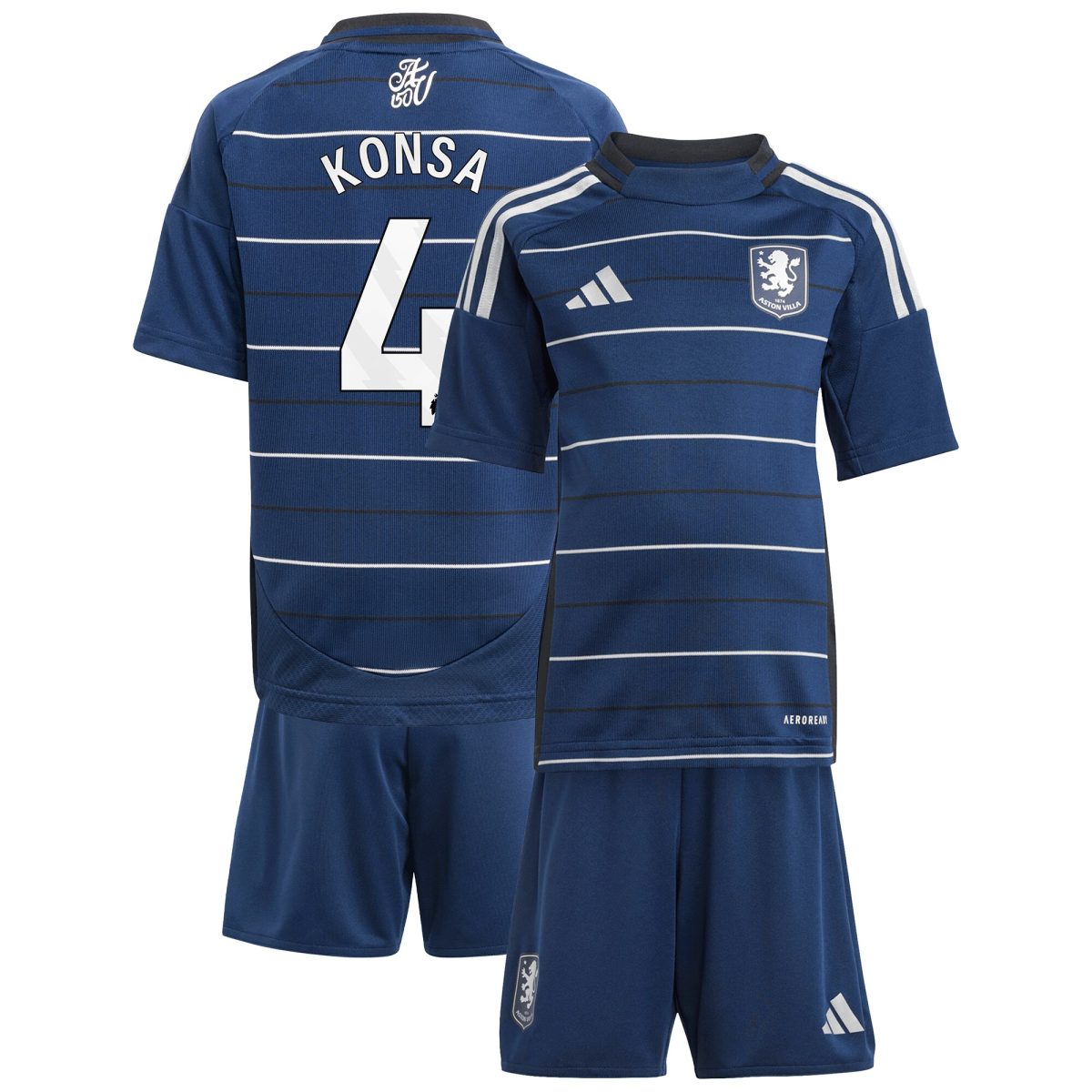 AVFC aston villa adidas third minikit 2024-25 with konsa 4 printing Collection | Official Aston Villa Kits and Apparel