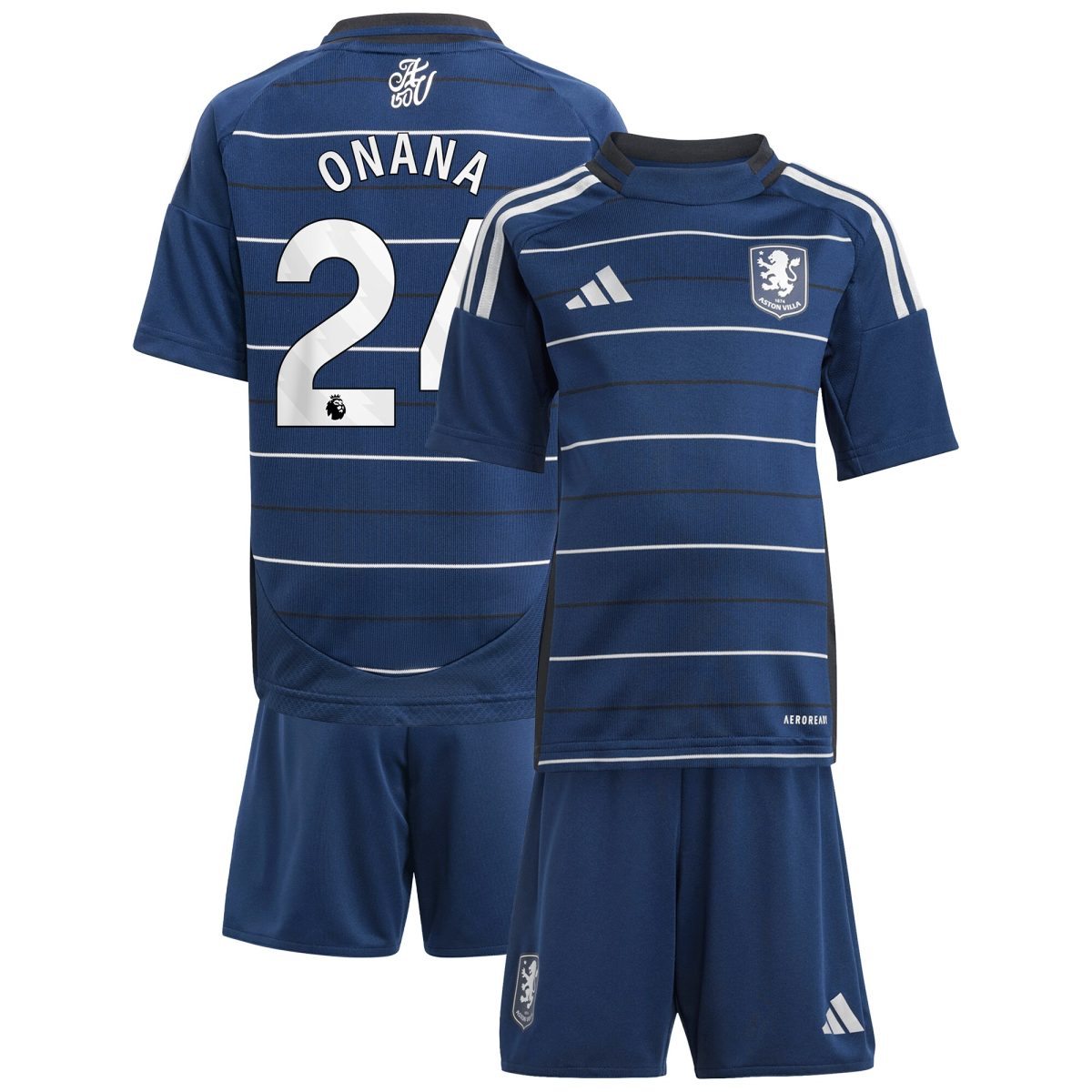 AVFC aston villa adidas third minikit 2024-25 with onana 24 printing Collection | Official Aston Villa Kits and Apparel