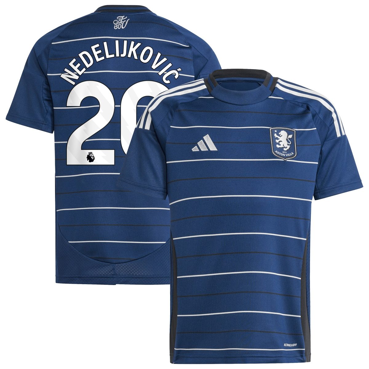 AVFC aston villa adidas third shirt 2024-25 – kids with nedeljković 20 printing Collection | Official Aston Villa Kits and Apparel