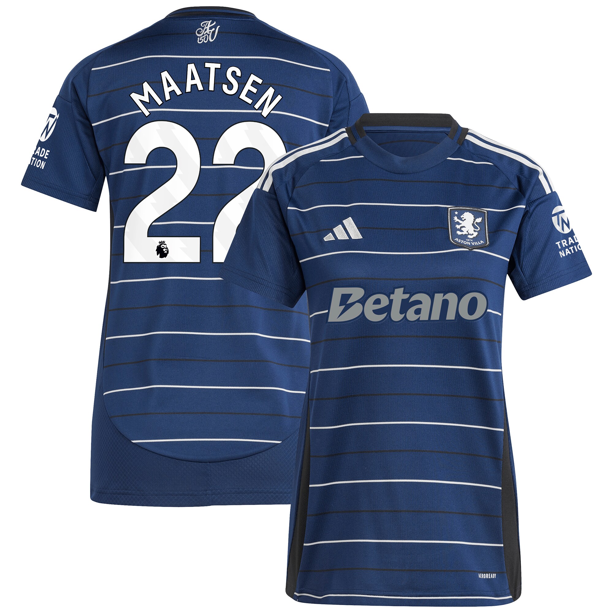 AVFC aston villa adidas third shirt 2024-25 – womens with maatsen 22 printing Collection | Official Aston Villa Kits and Apparel