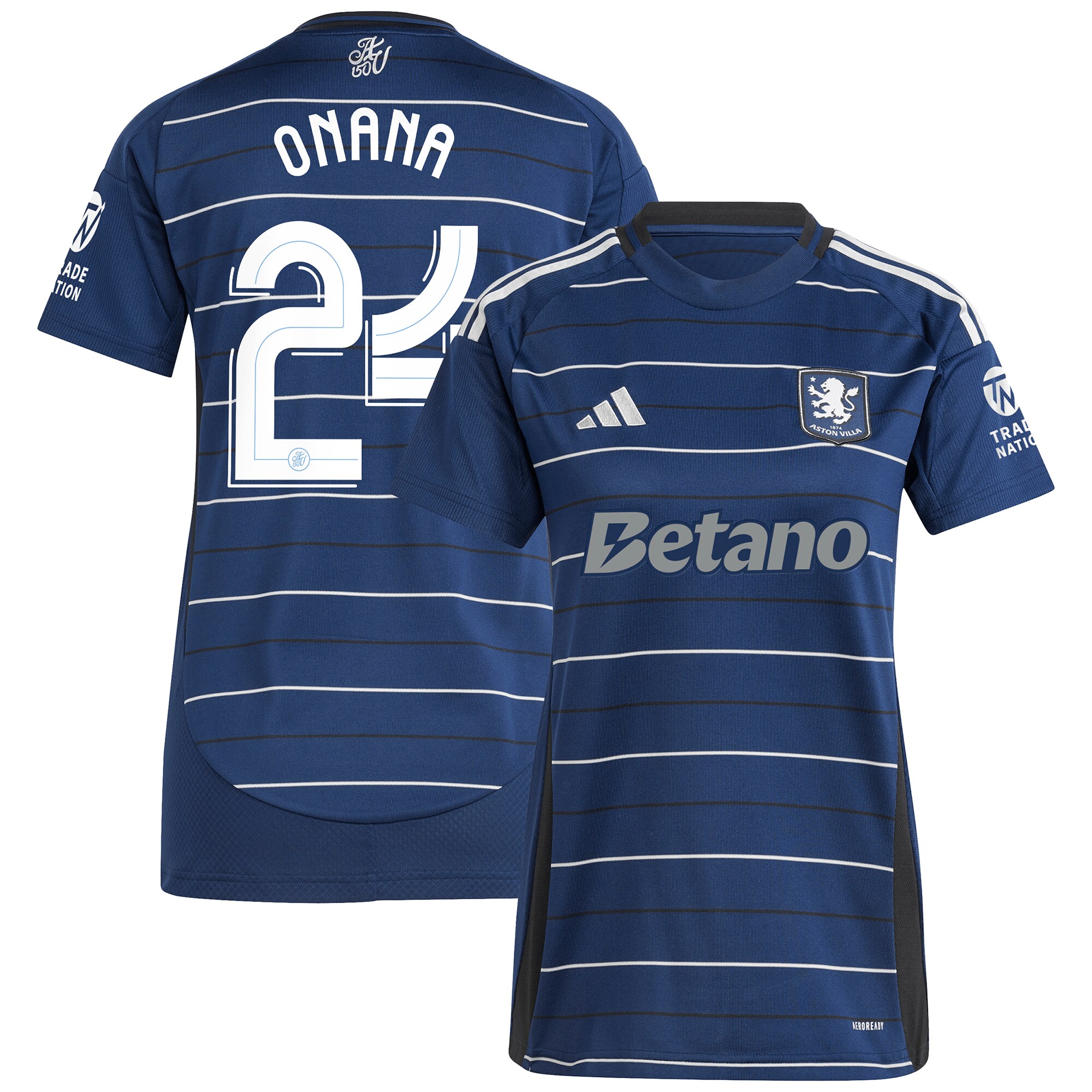 AVFC aston villa adidas third shirt 2024-25 – womens with onana 24 cup printing Collection | Official Aston Villa Kits and Apparel