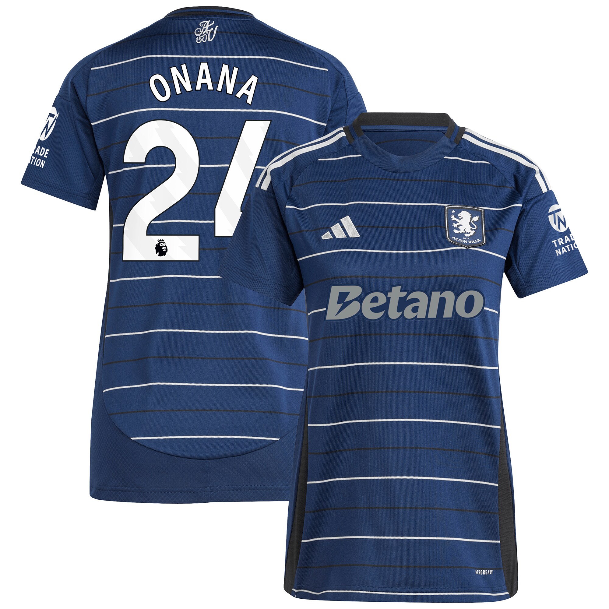 AVFC aston villa adidas third shirt 2024-25 – womens with onana 24 printing Collection | Official Aston Villa Kits and Apparel