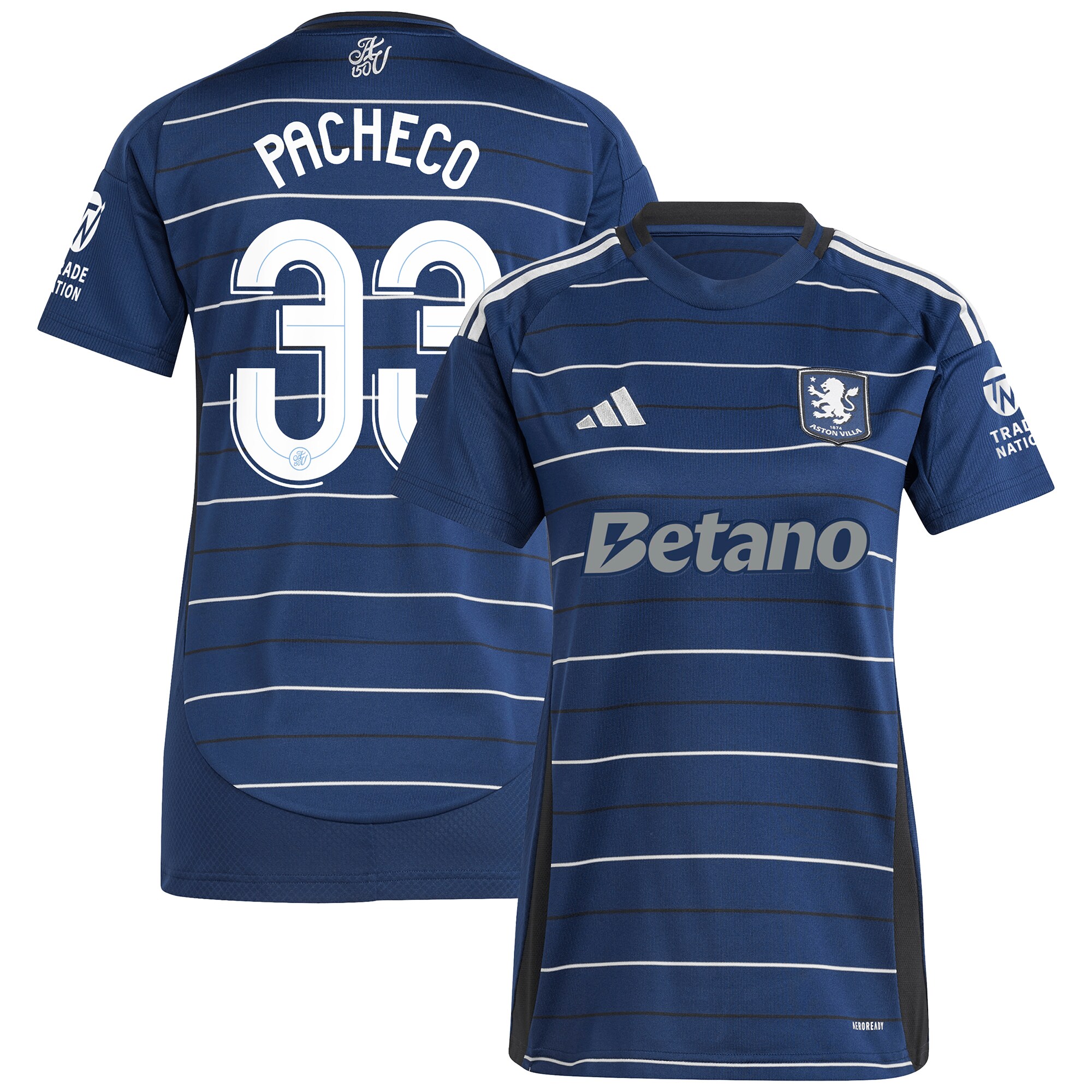 AVFC aston villa adidas third shirt 2024-25 – womens with pacheco 33 cup printing Collection | Official Aston Villa Kits and Apparel