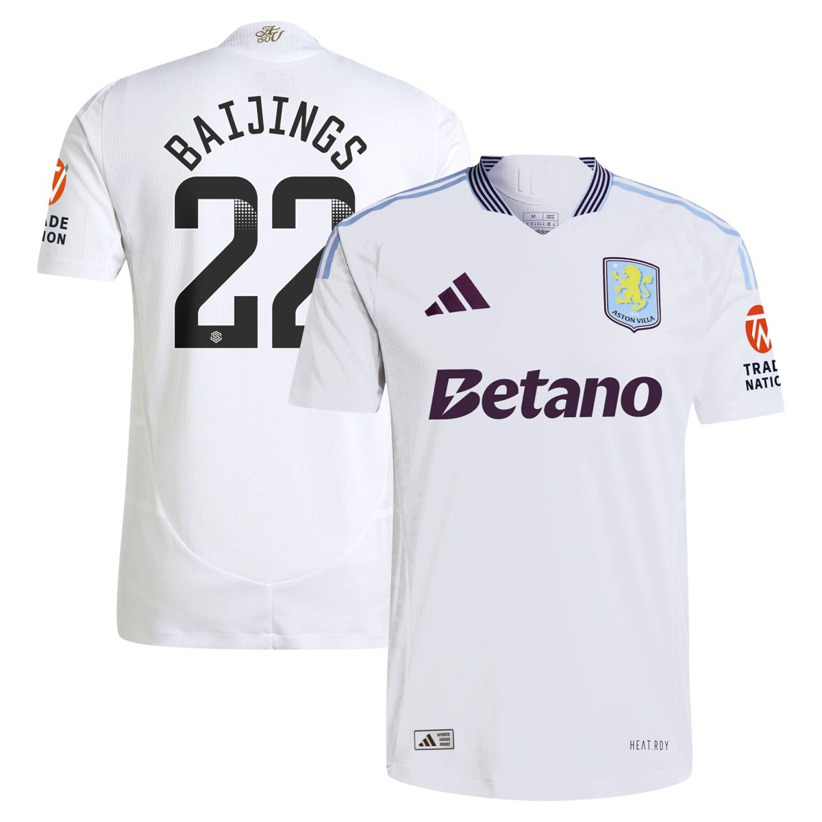 AVFC aston villa adidas wsl away authentic shirt 2024-25 with baijings 22 printing Collection | Official Aston Villa Kits and Apparel