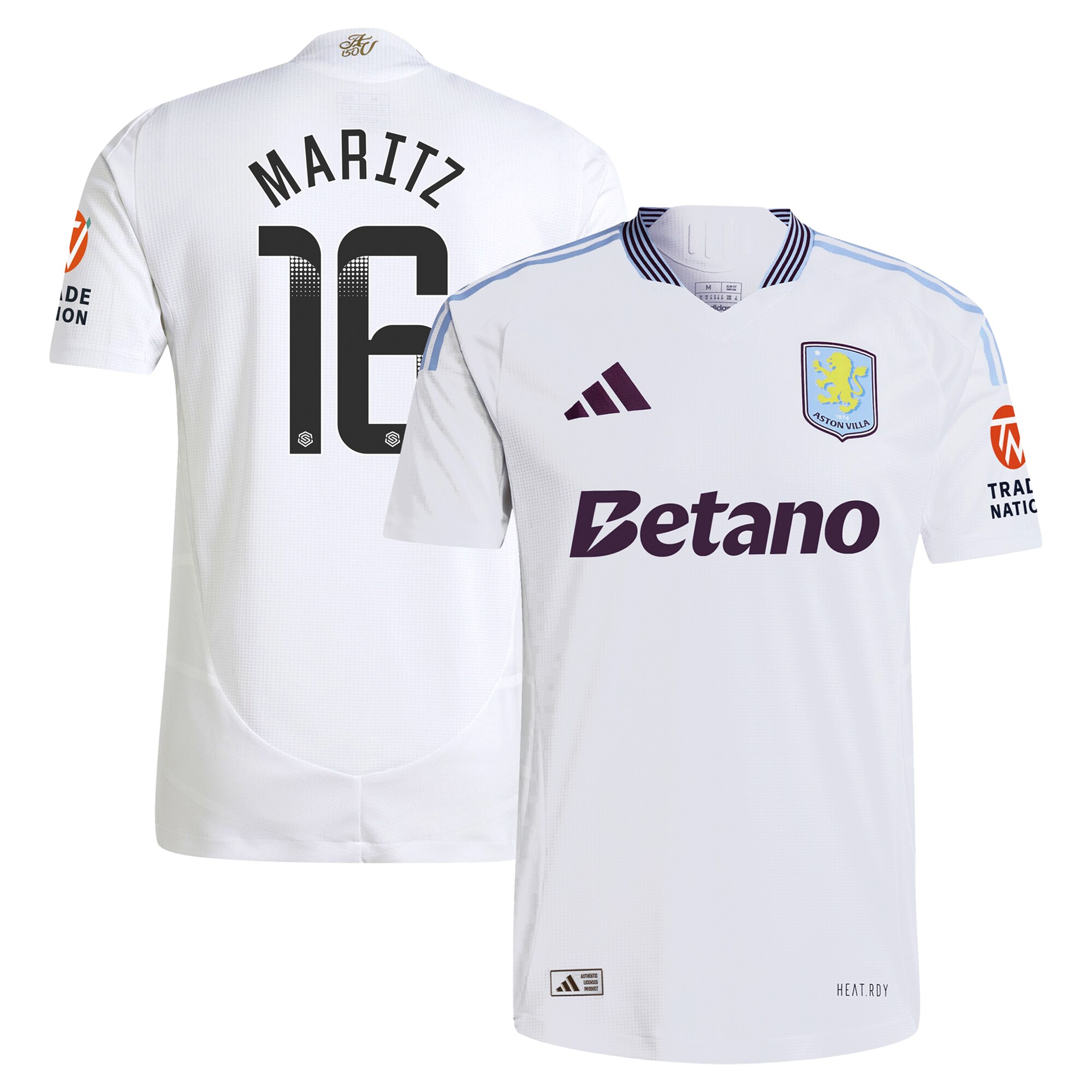 AVFC aston villa adidas wsl away authentic shirt 2024-25 with maritz 16 printing Collection | Official Aston Villa Kits and Apparel