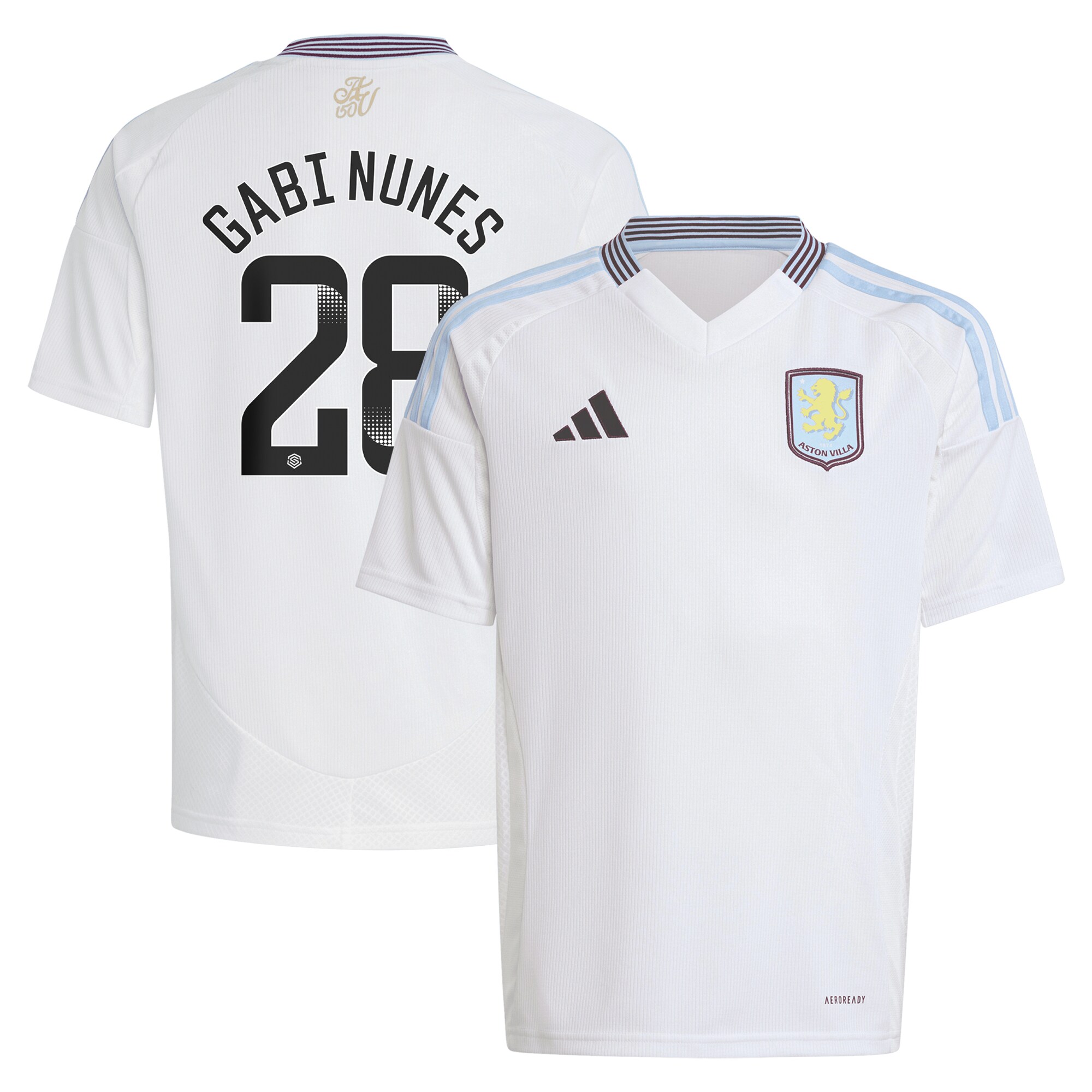 AVFC aston villa adidas wsl away shirt 2024-25 – kids with gabi nunes 28 printing Collection | Official Aston Villa Kits and Apparel