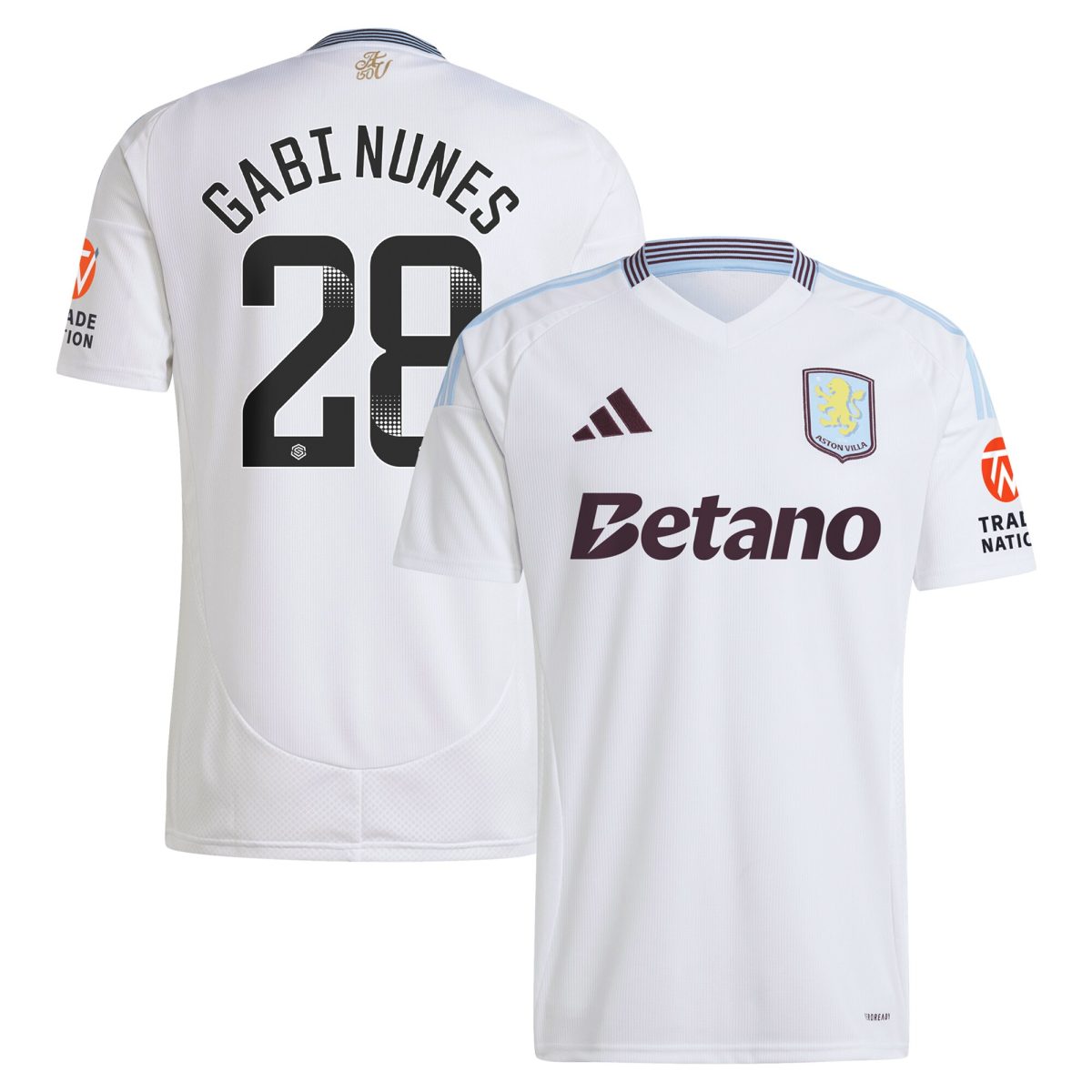 AVFC aston villa adidas wsl away shirt 2024-25 with gabi nunes 28 printing Collection | Official Aston Villa Kits and Apparel