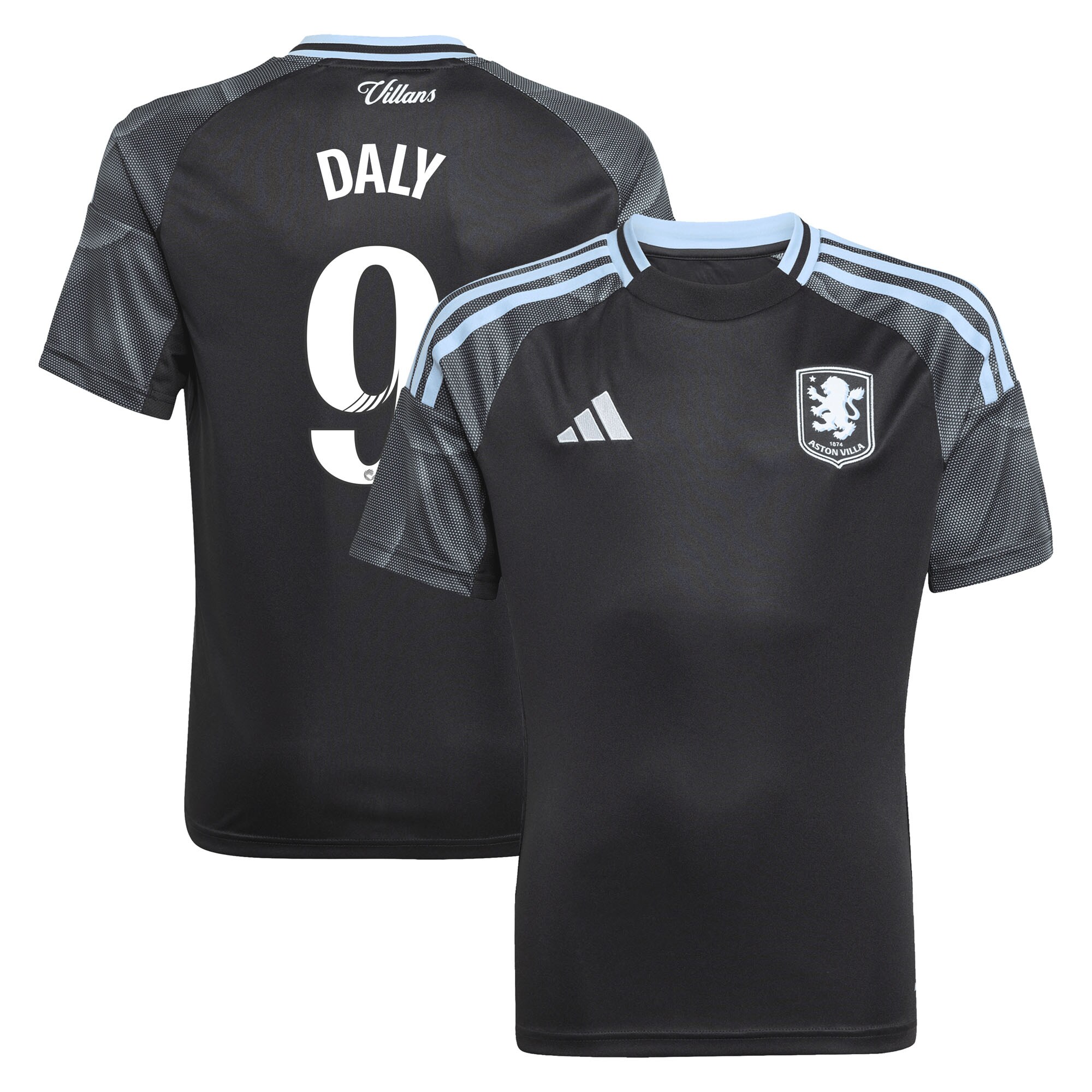 AVFC aston villa adidas wsl away shirt 2025-26 – kids with daly 9 printing Collection | Official Aston Villa Kits and Apparel