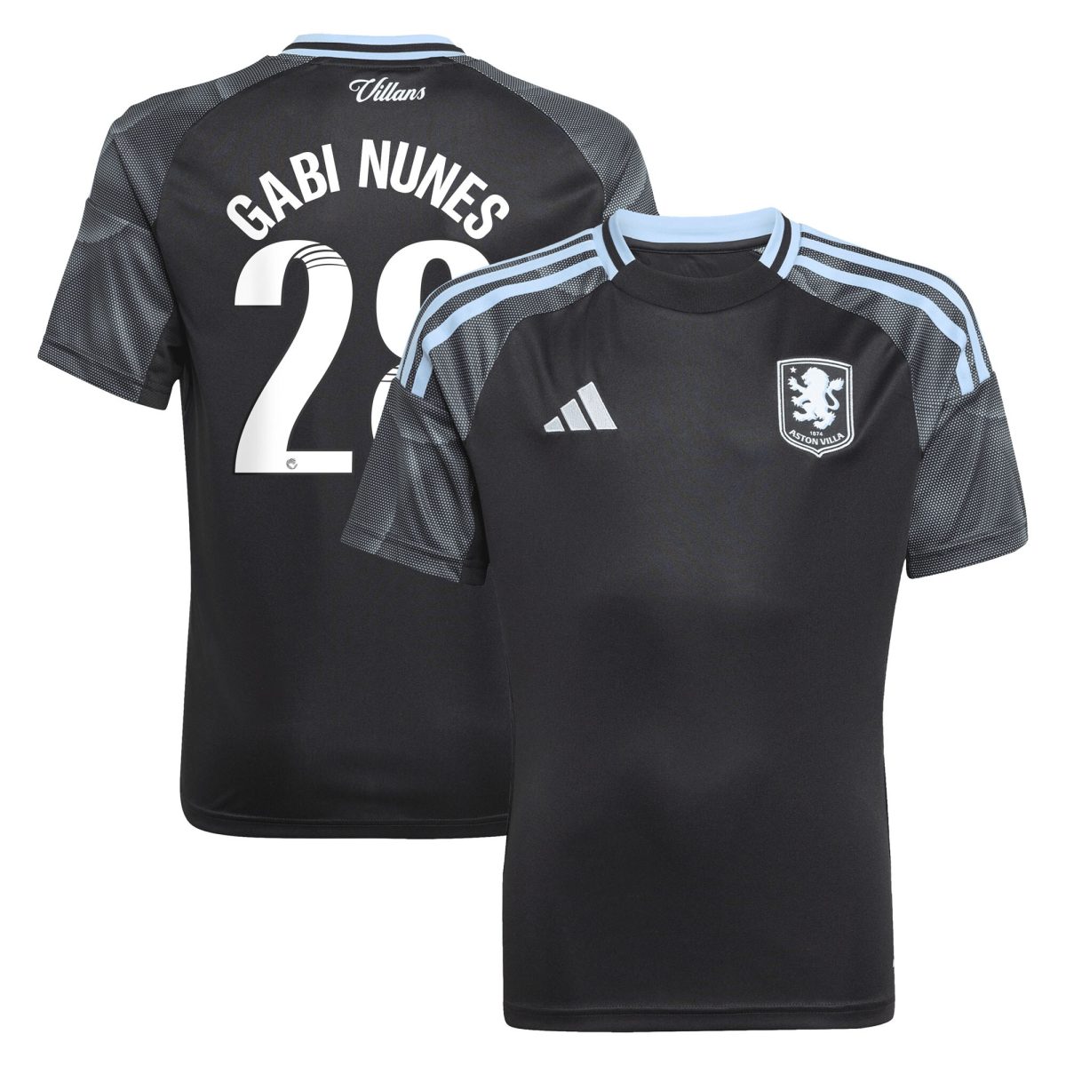 AVFC aston villa adidas wsl away shirt 2025-26 – kids with gabi nunes 28 printing Collection | Official Aston Villa Kits and Apparel