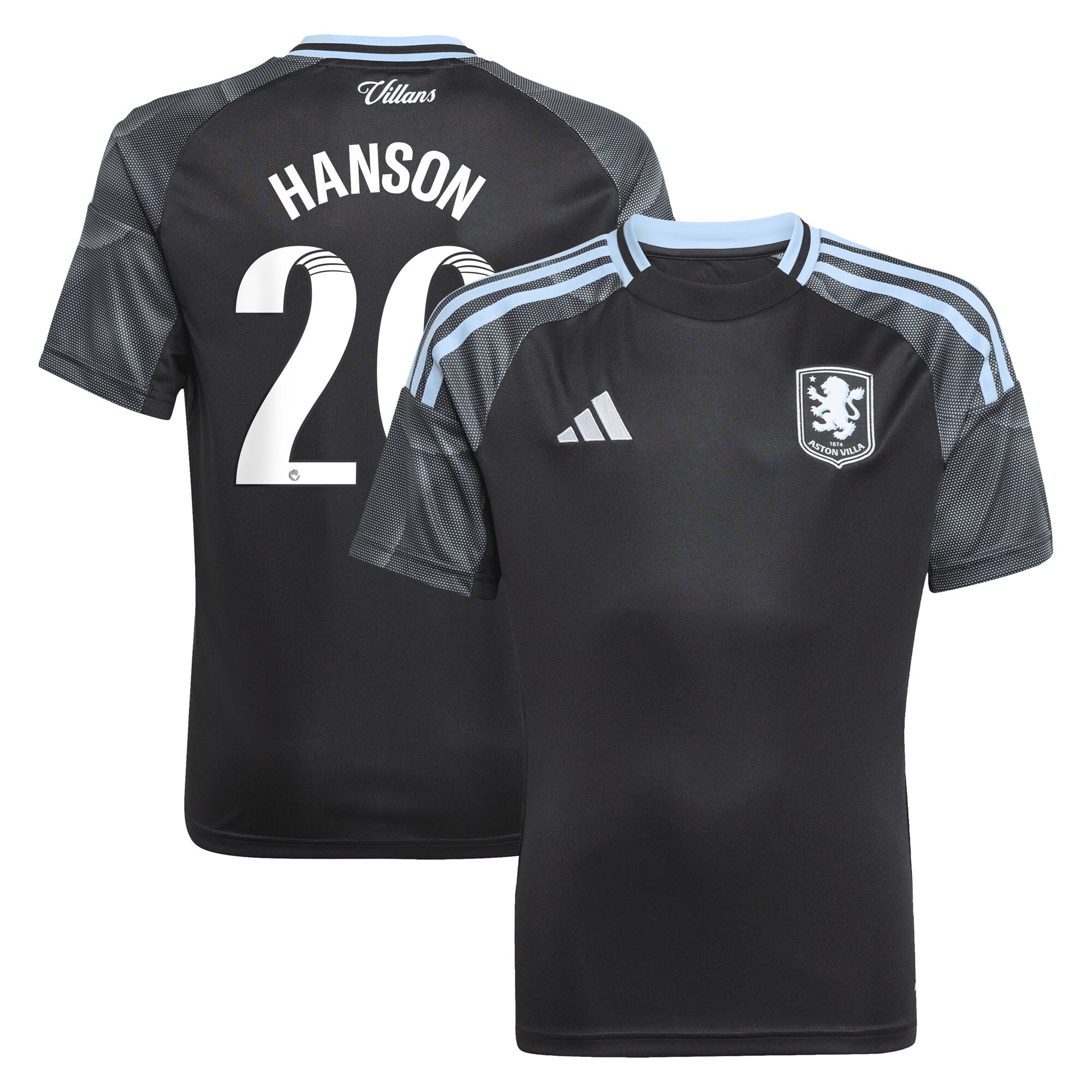 AVFC aston villa adidas wsl away shirt 2025-26 – kids with hanson 20 printing Collection | Official Aston Villa Kits and Apparel