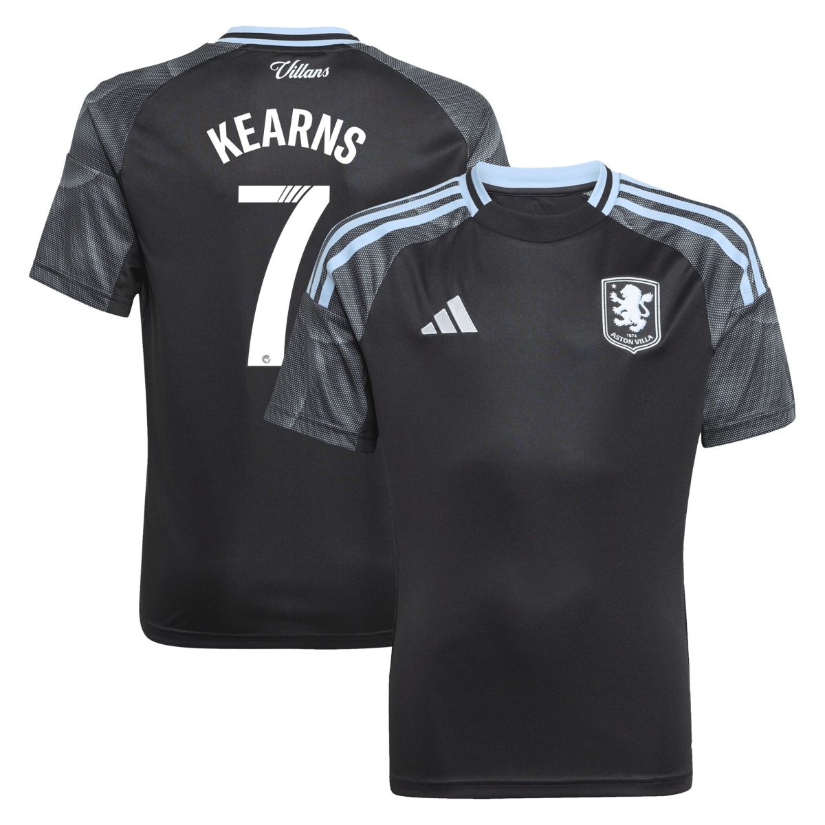 AVFC aston villa adidas wsl away shirt 2025-26 – kids with kearns 7 printing Collection | Official Aston Villa Kits and Apparel