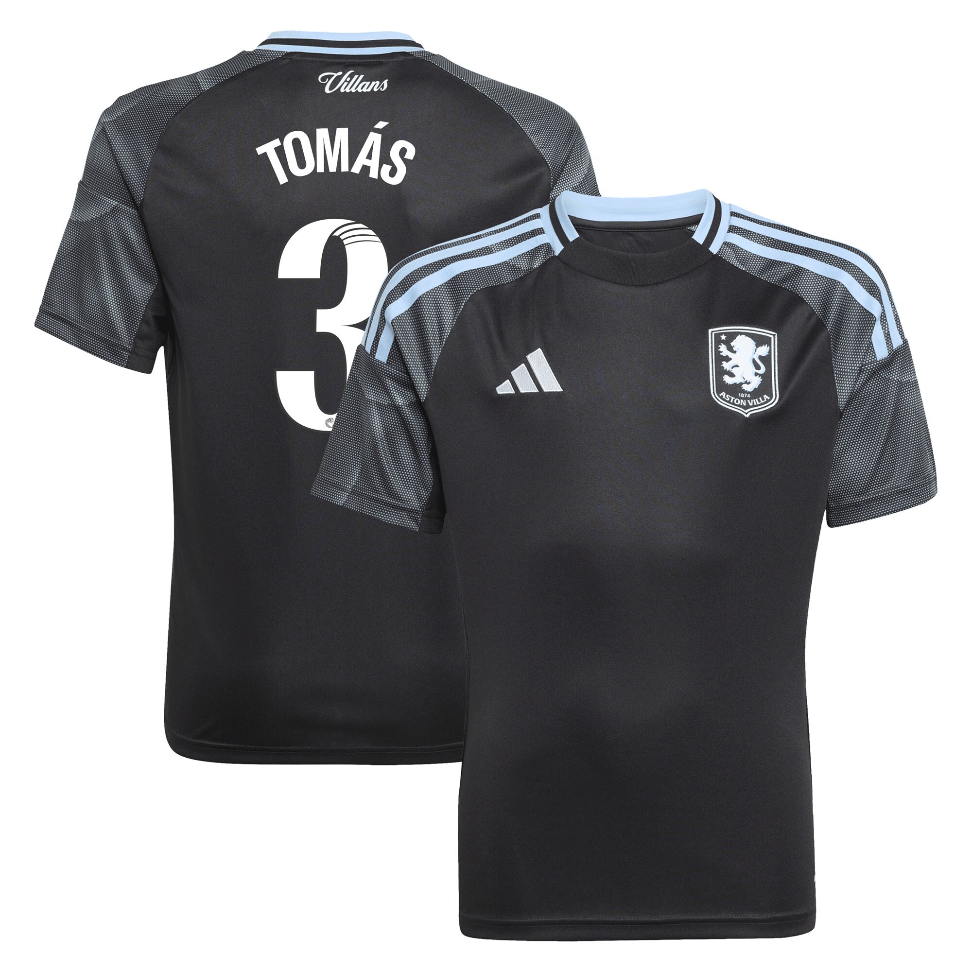 AVFC aston villa adidas wsl away shirt 2025-26 – kids with tomás 3 printing Collection | Official Aston Villa Kits and Apparel