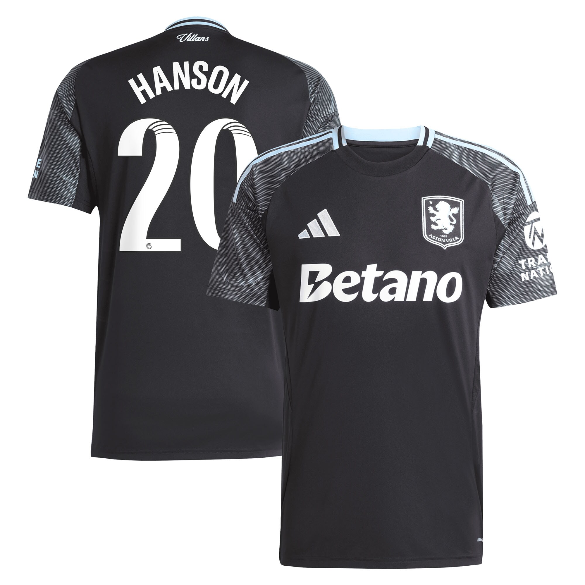 AVFC aston villa adidas wsl away shirt 2025-26 with hanson 20 printing Collection | Official Aston Villa Kits and Apparel