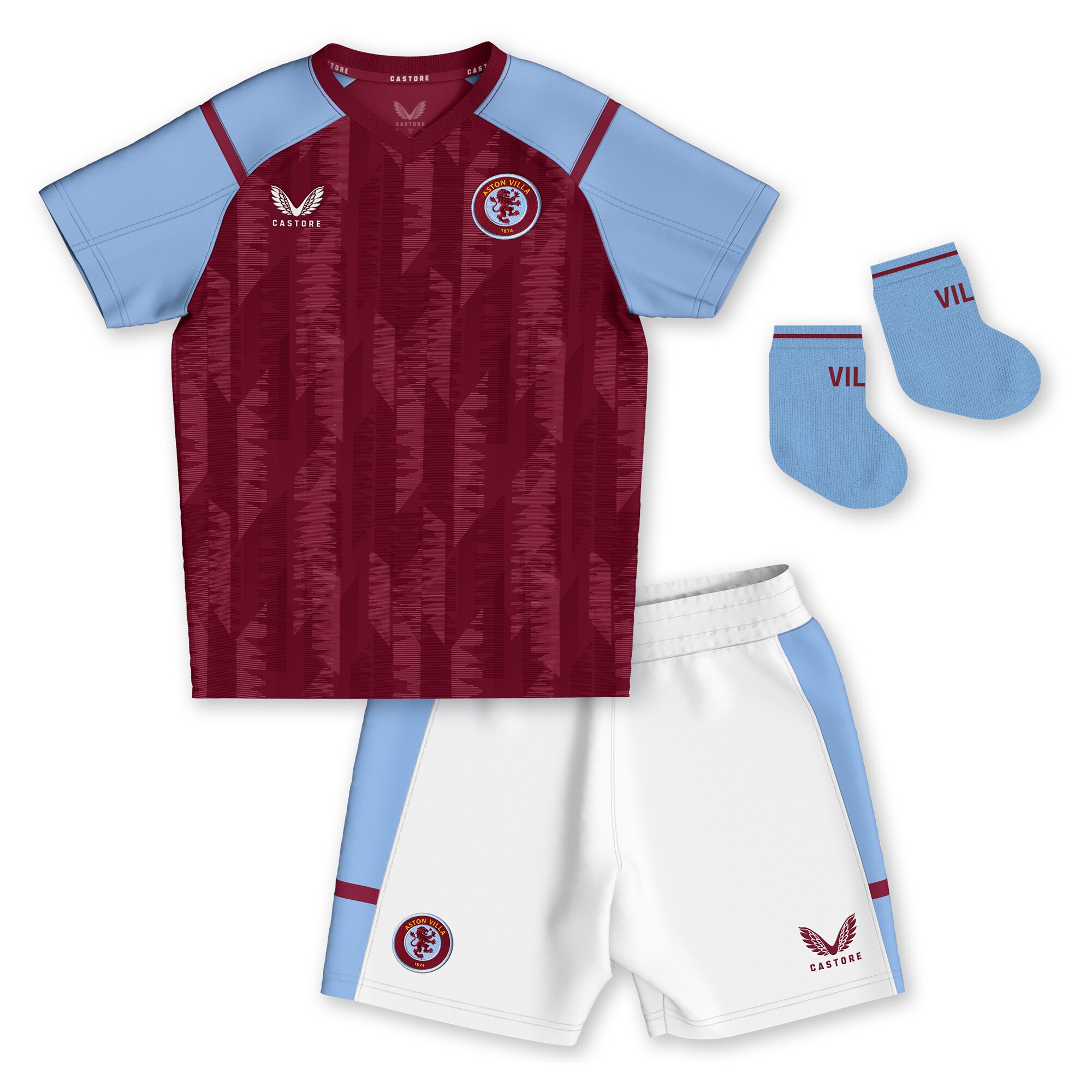 AVFC aston villa castore home baby kit 2023-24 with custom printing Collection | Official Aston Villa Kits and Apparel