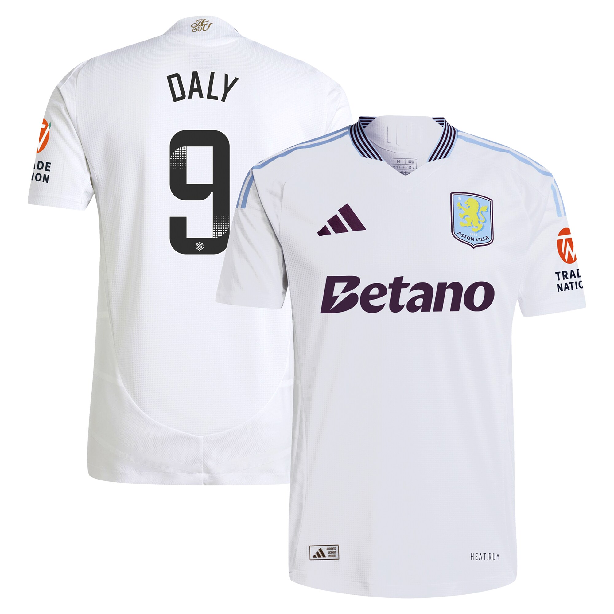 AVFC aston villa wsl adidas away authentic shirt 2024-25 with daly 9 printing Collection | Official Aston Villa Kits and Apparel