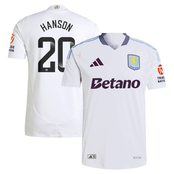 AVFC aston villa wsl adidas away authentic shirt 2024-25 with hanson 20 printing Collection | Official Aston Villa Kits and Apparel