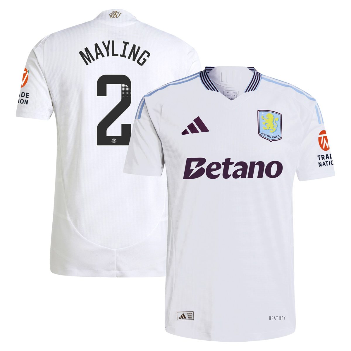 AVFC aston villa wsl adidas away authentic shirt 2024-25 with mayling 2 printing Collection | Official Aston Villa Kits and Apparel