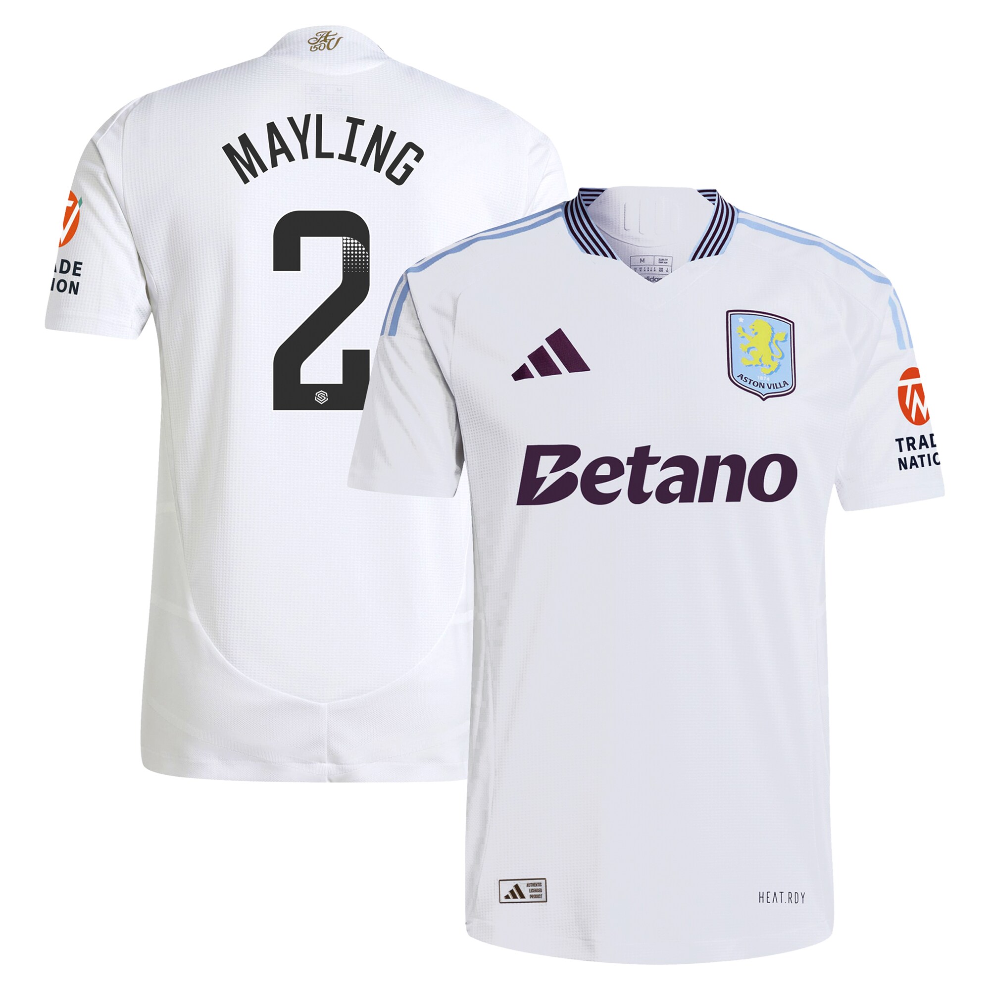 AVFC aston villa wsl adidas away authentic shirt 2024-25 with mayling 2 printing Collection | Official Aston Villa Kits and Apparel