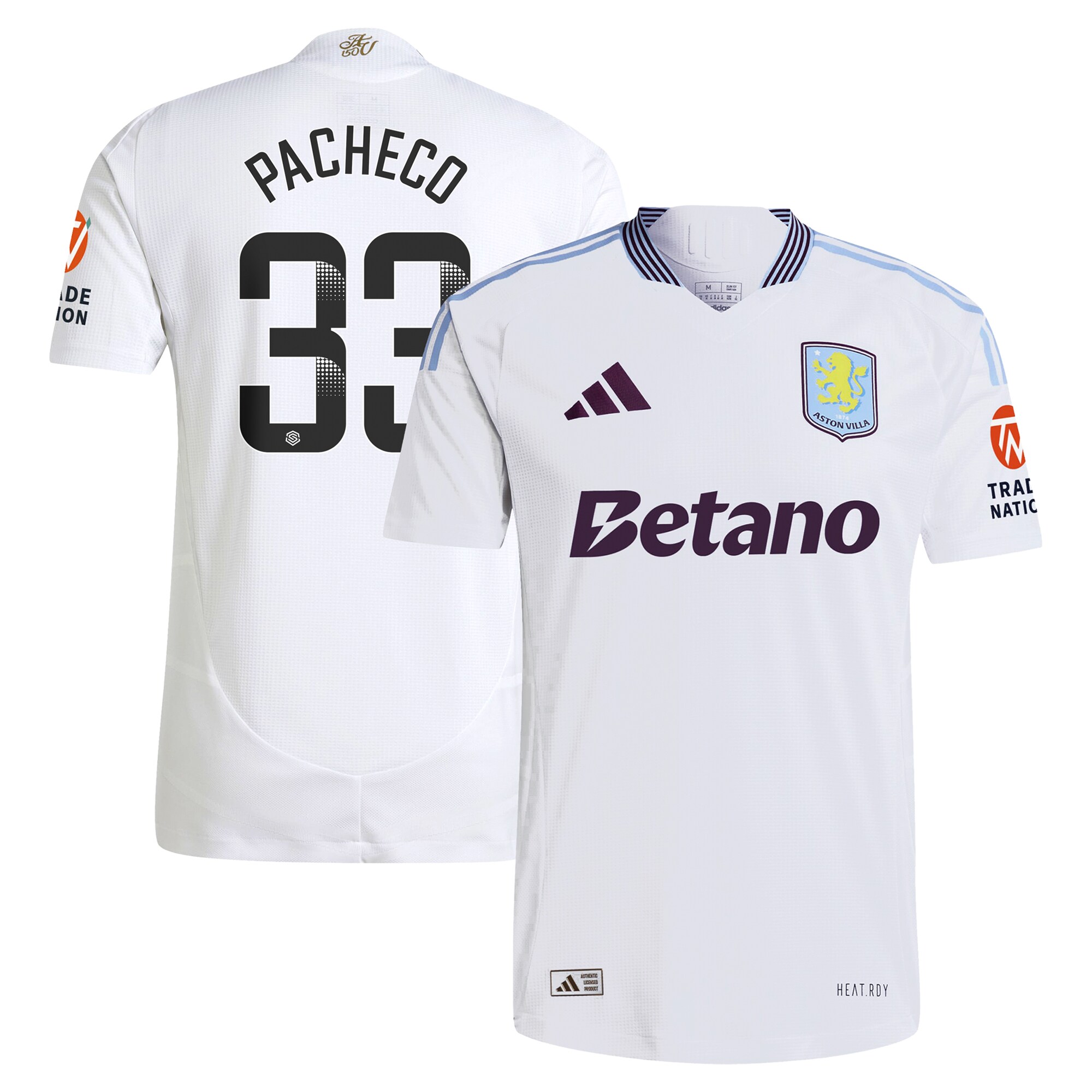 AVFC aston villa wsl adidas away authentic shirt 2024-25 with pacheco 33 printing Collection | Official Aston Villa Kits and Apparel