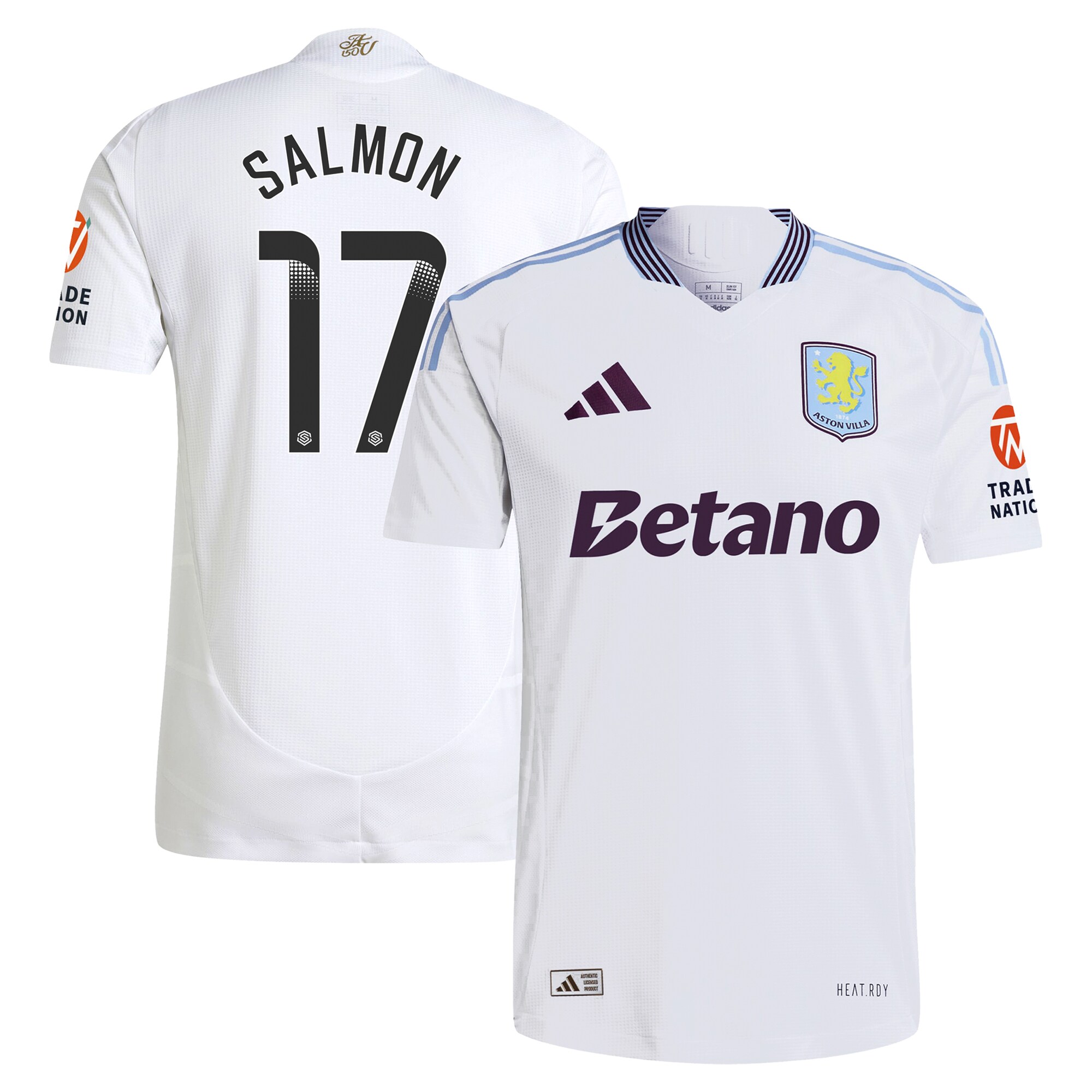 AVFC aston villa wsl adidas away authentic shirt 2024-25 with salmon 17 printing Collection | Official Aston Villa Kits and Apparel