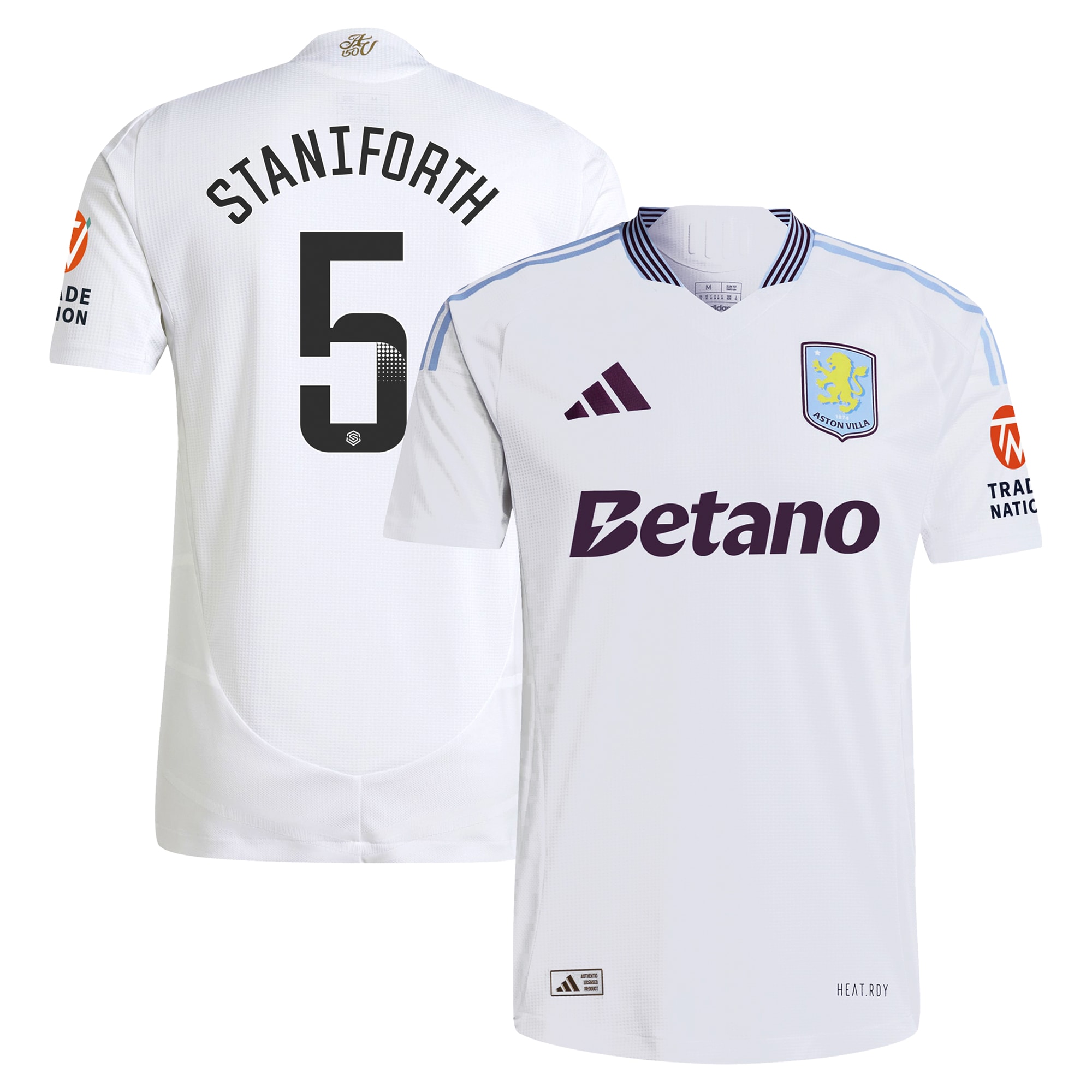 AVFC aston villa wsl adidas away authentic shirt 2024-25 with staniforth 5 printing Collection | Official Aston Villa Kits and Apparel